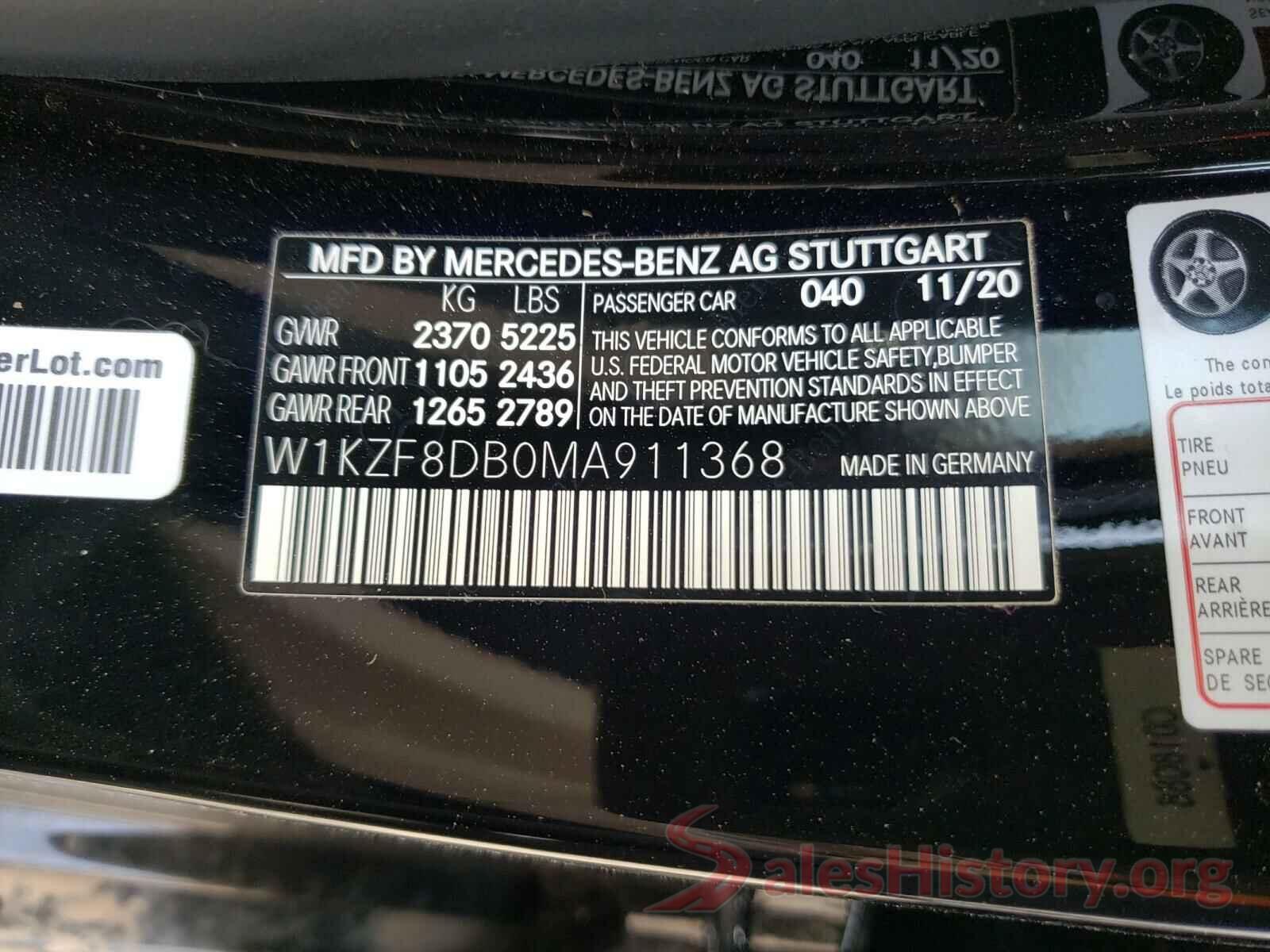 W1KZF8DB0MA911368 2021 MERCEDES-BENZ E-CLASS