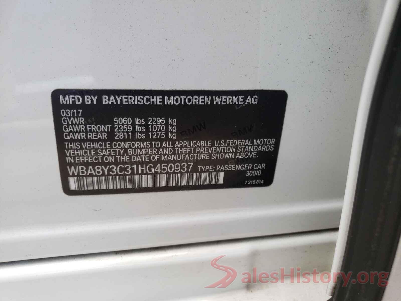 WBA8Y3C31HG450937 2017 BMW 3 SERIES