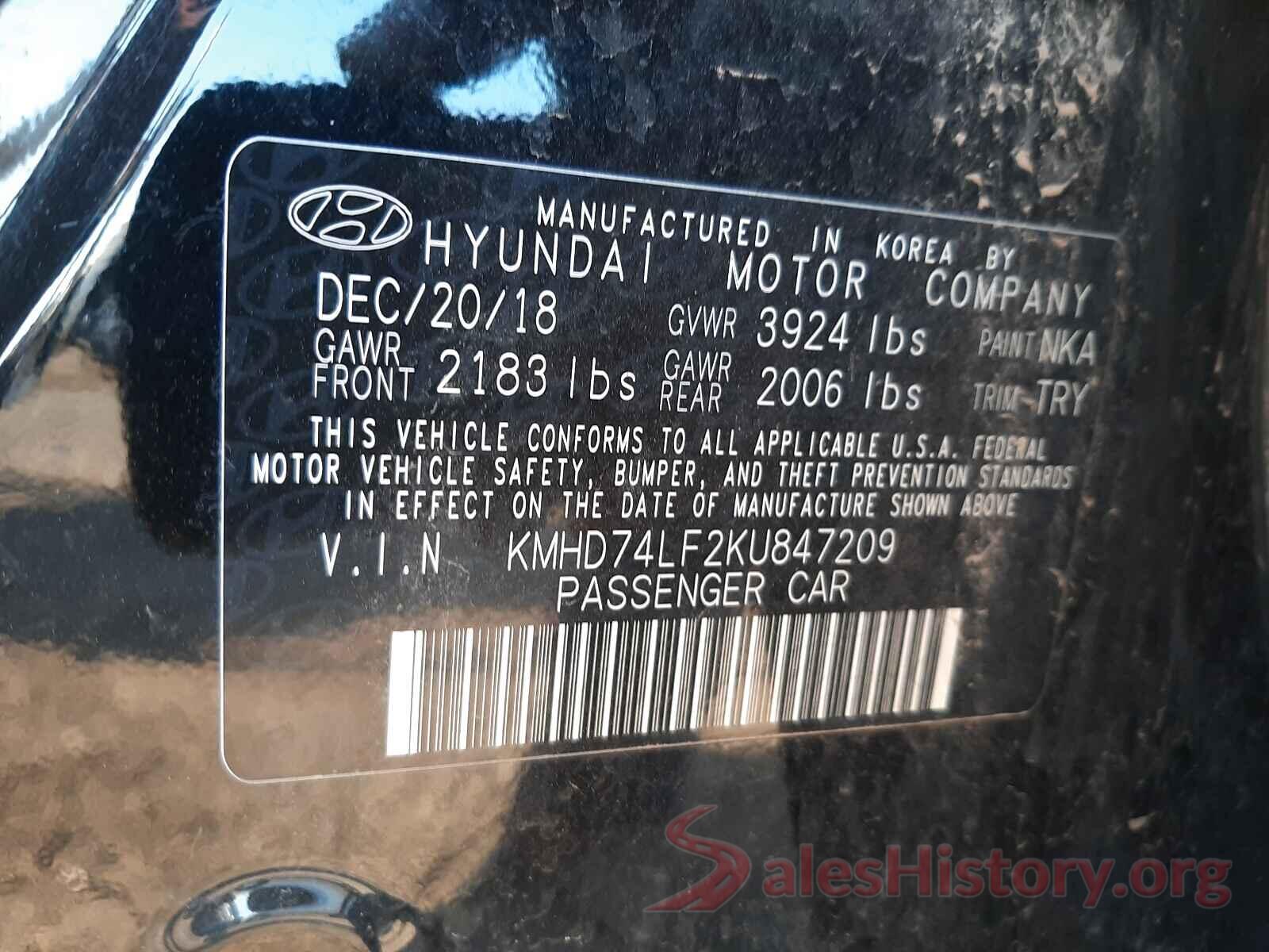 KMHD74LF2KU847209 2019 HYUNDAI ELANTRA