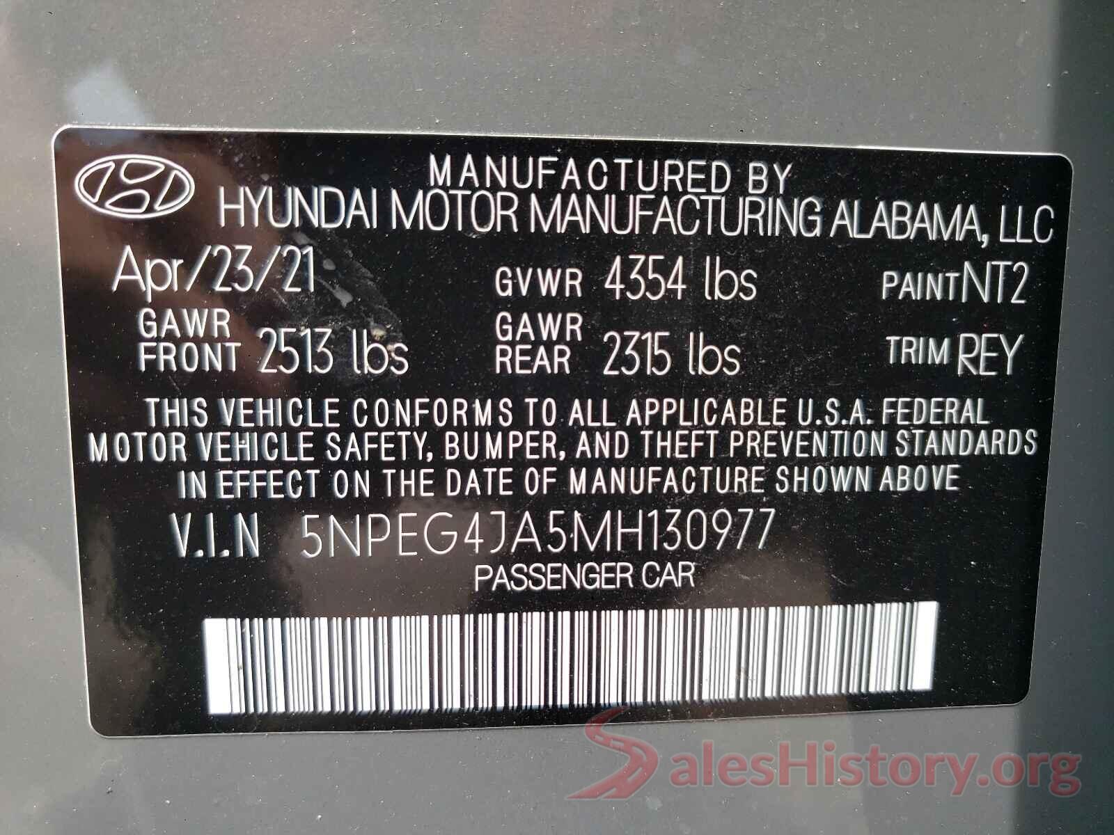 5NPEG4JA5MH130977 2021 HYUNDAI SONATA