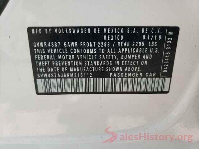 3VW4S7AJ6GM315112 2016 VOLKSWAGEN JETTA