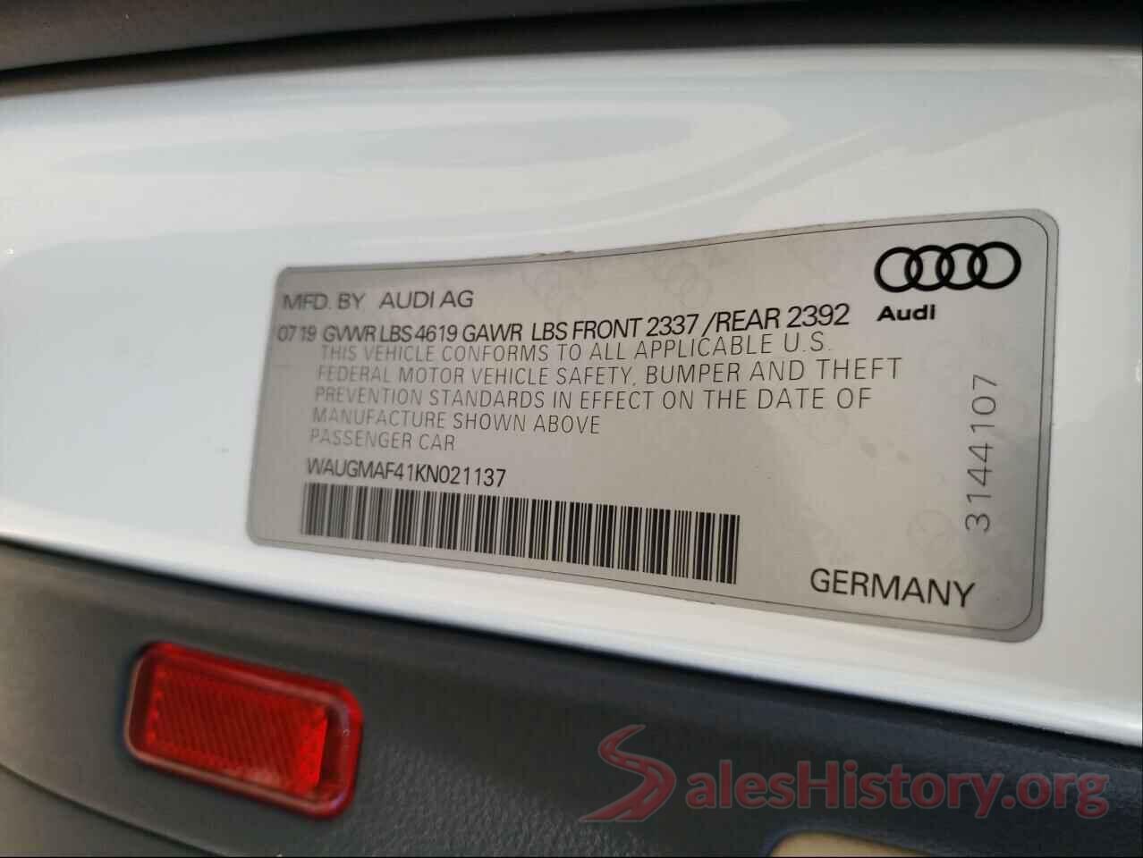 WAUGMAF41KN021137 2019 AUDI A4