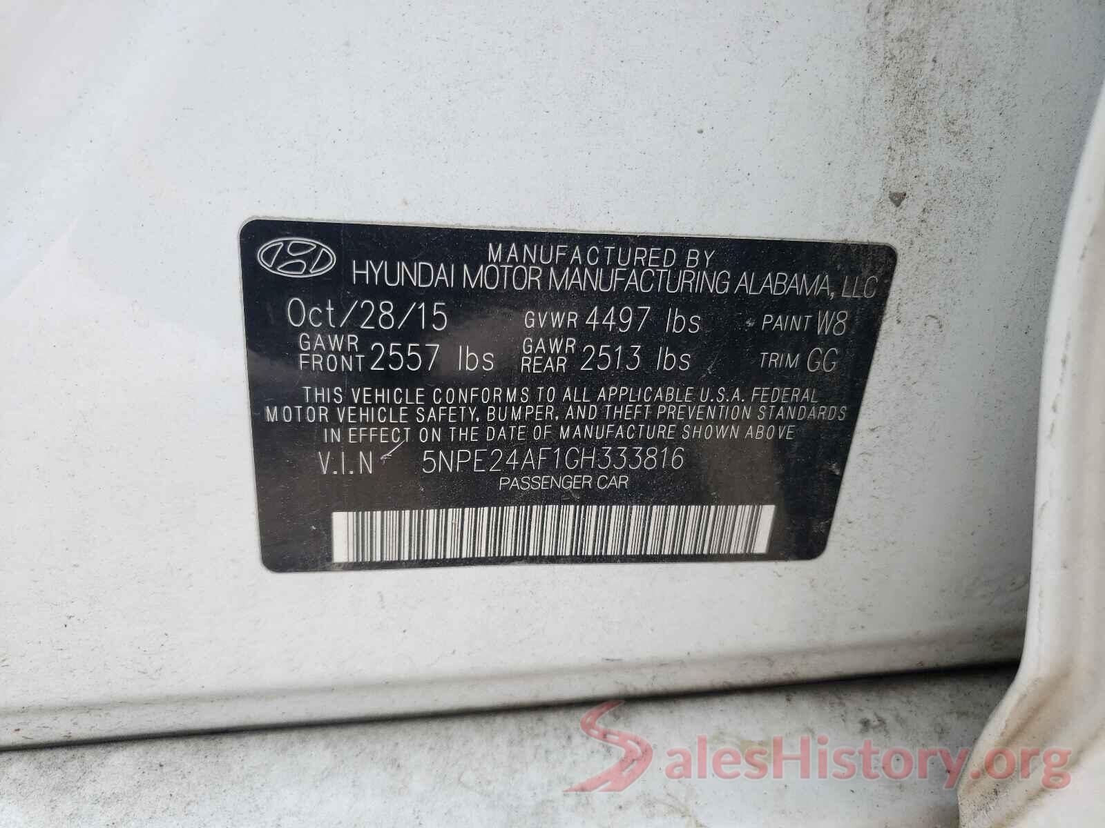 5NPE24AF1GH333816 2016 HYUNDAI SONATA