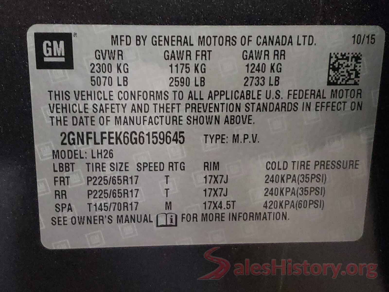 2GNFLFEK6G6159645 2016 CHEVROLET EQUINOX