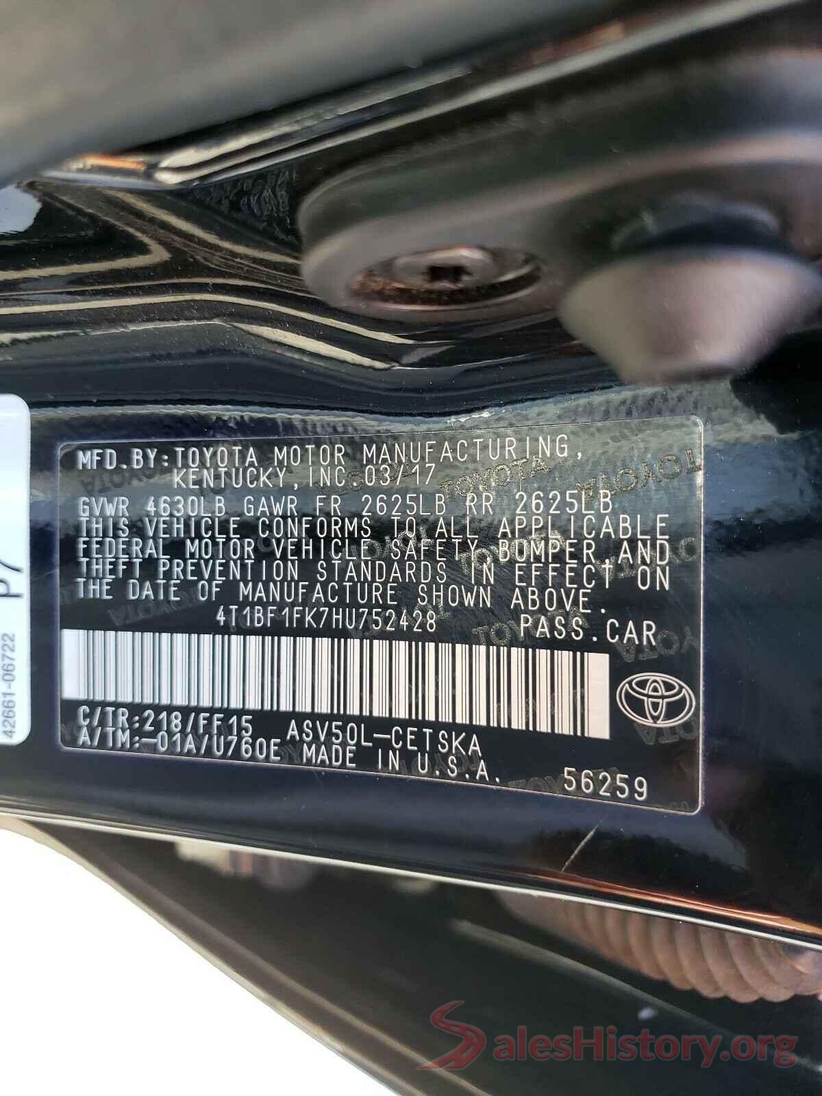 4T1BF1FK7HU752428 2017 TOYOTA CAMRY