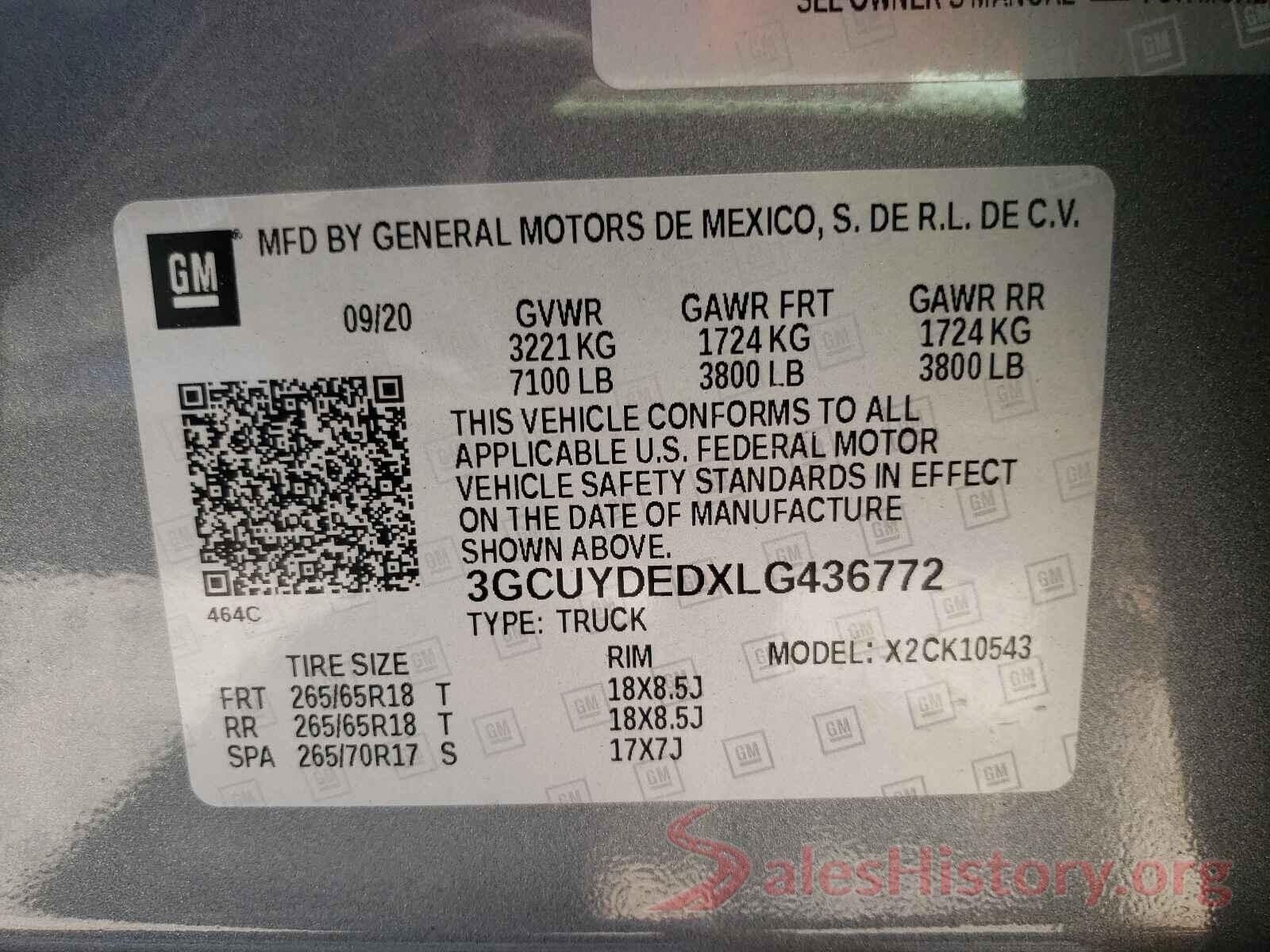 3GCUYDEDXLG436772 2020 CHEVROLET SILVERADO