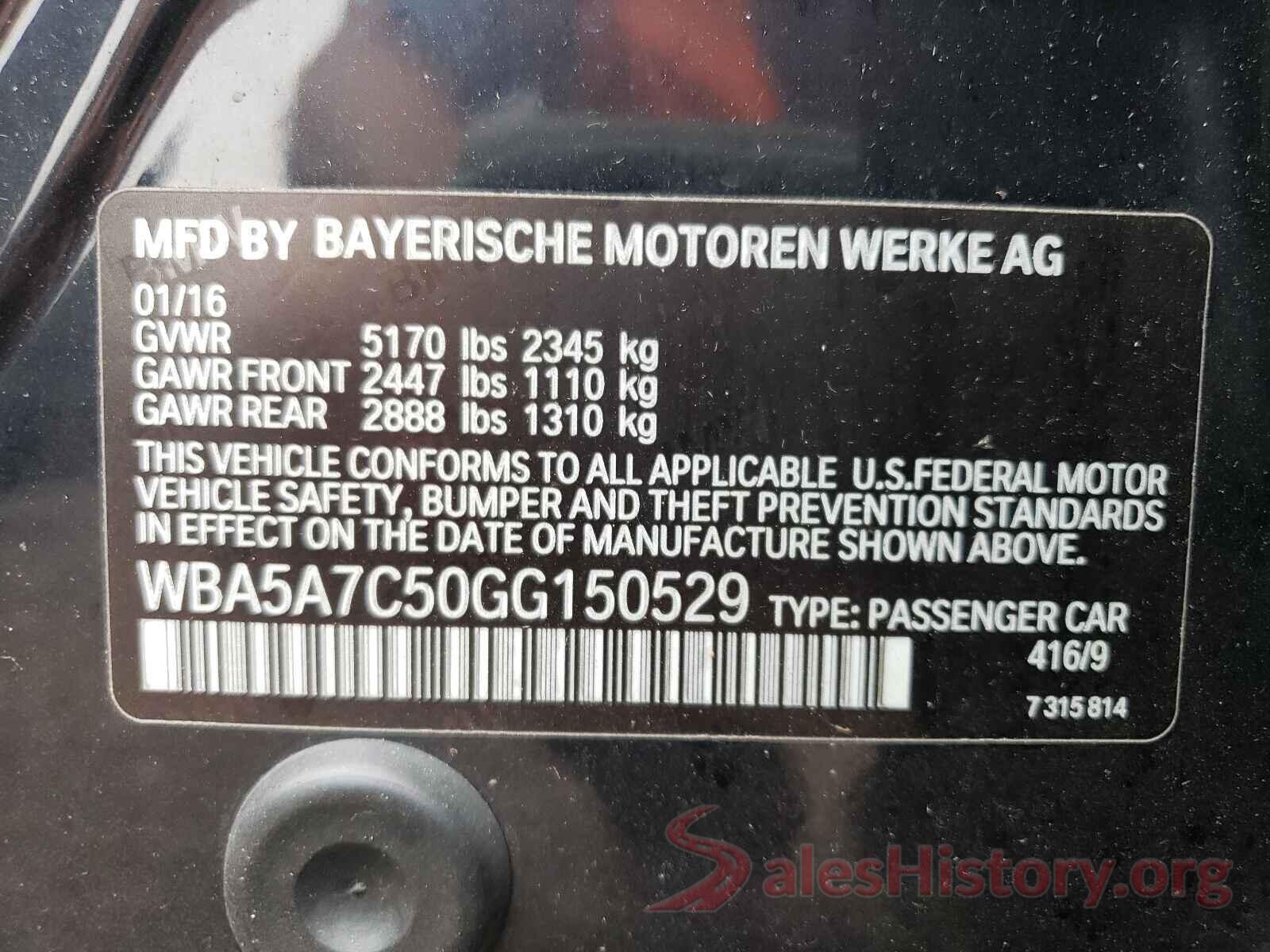 WBA5A7C50GG150529 2016 BMW 5 SERIES