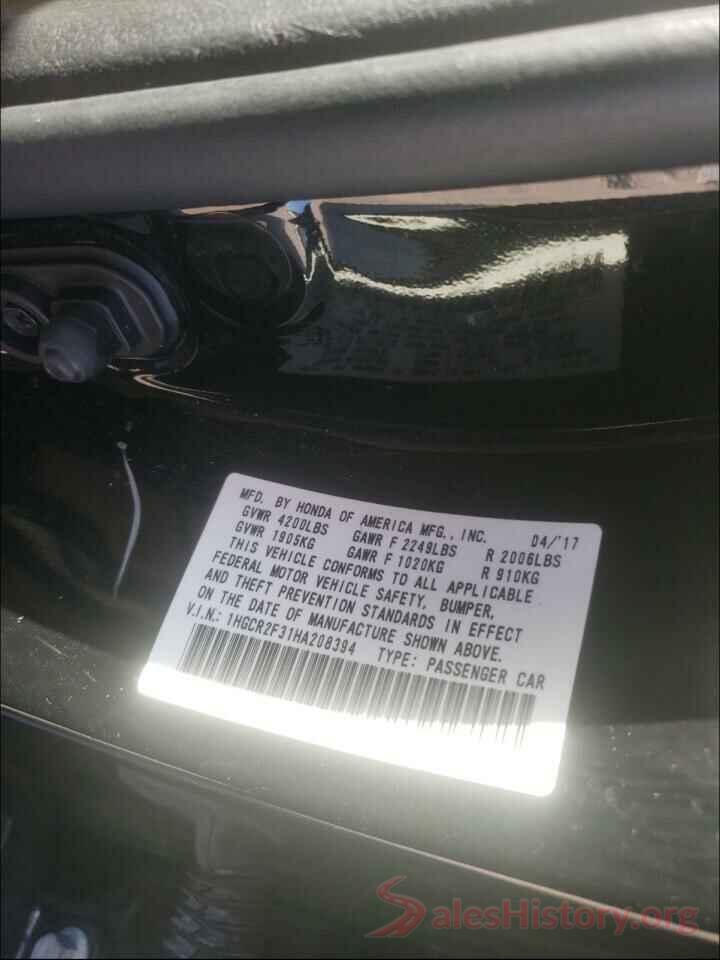 1HGCR2F31HA208394 2017 HONDA ACCORD