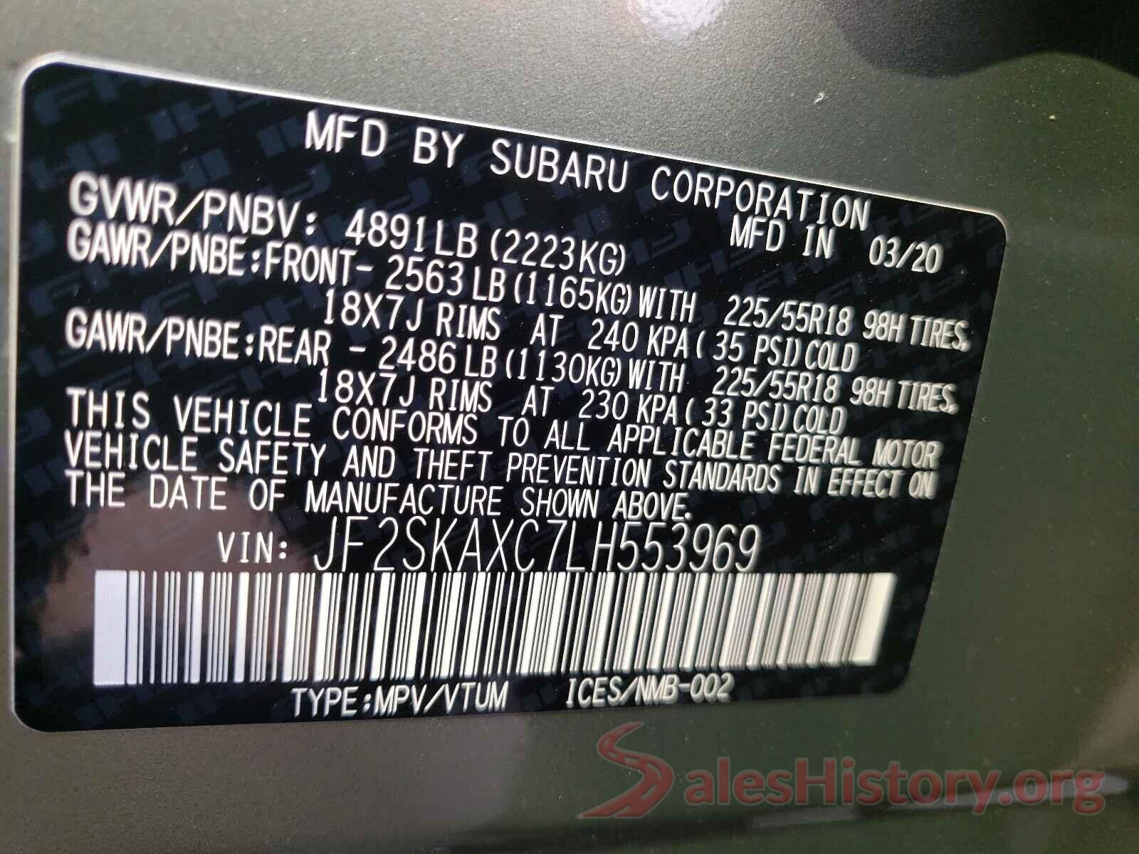 JF2SKAXC7LH553969 2020 SUBARU FORESTER