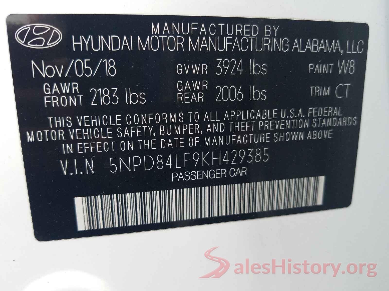 5NPD84LF9KH429385 2019 HYUNDAI ELANTRA