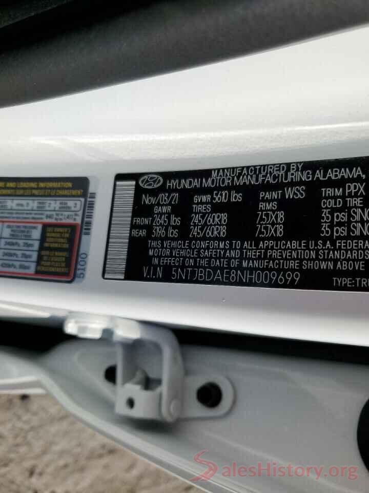 5NTJBDAE8NH009699 2022 HYUNDAI SANTA CRUZ