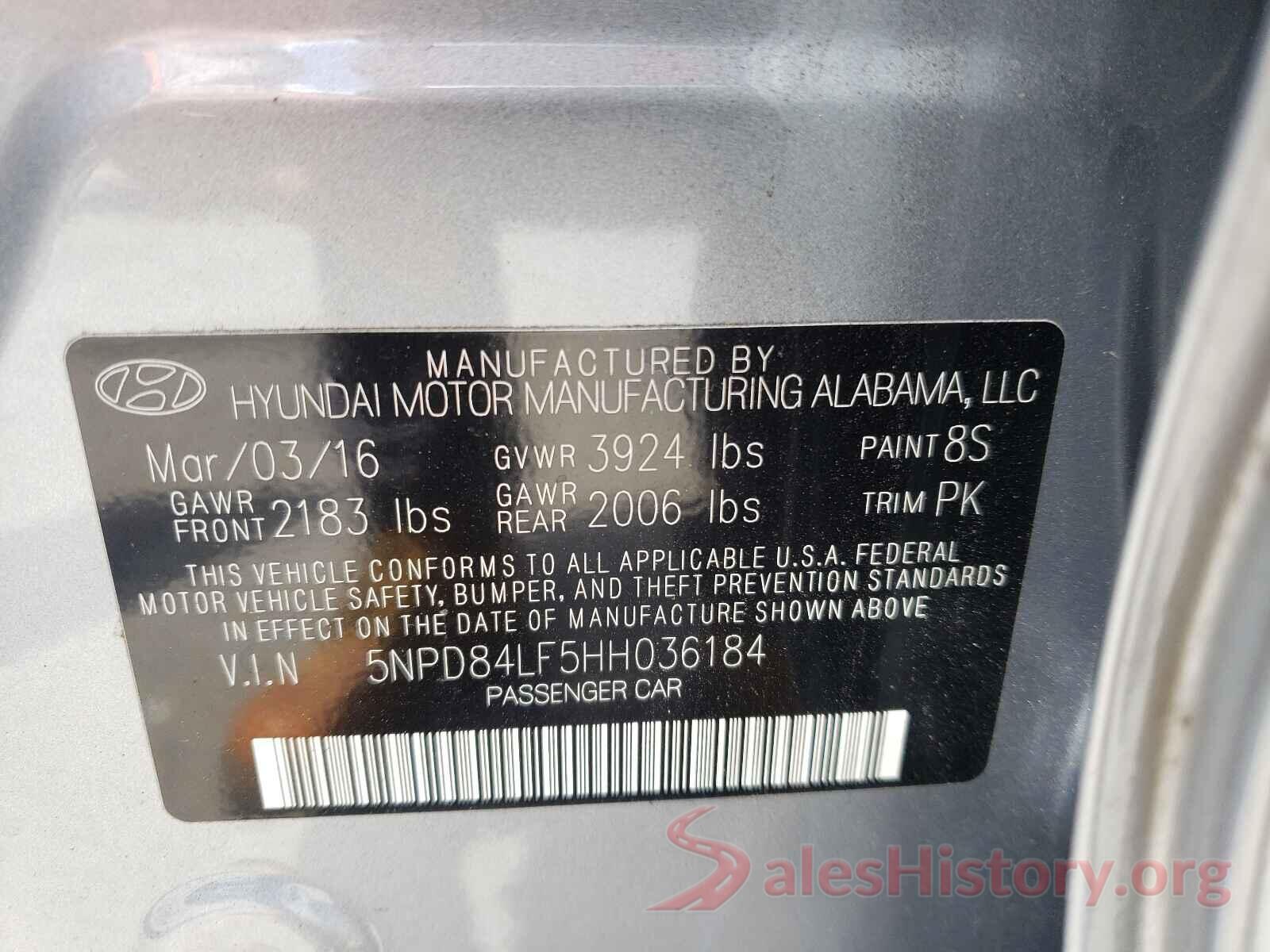 5NPD84LF5HH036184 2017 HYUNDAI ELANTRA