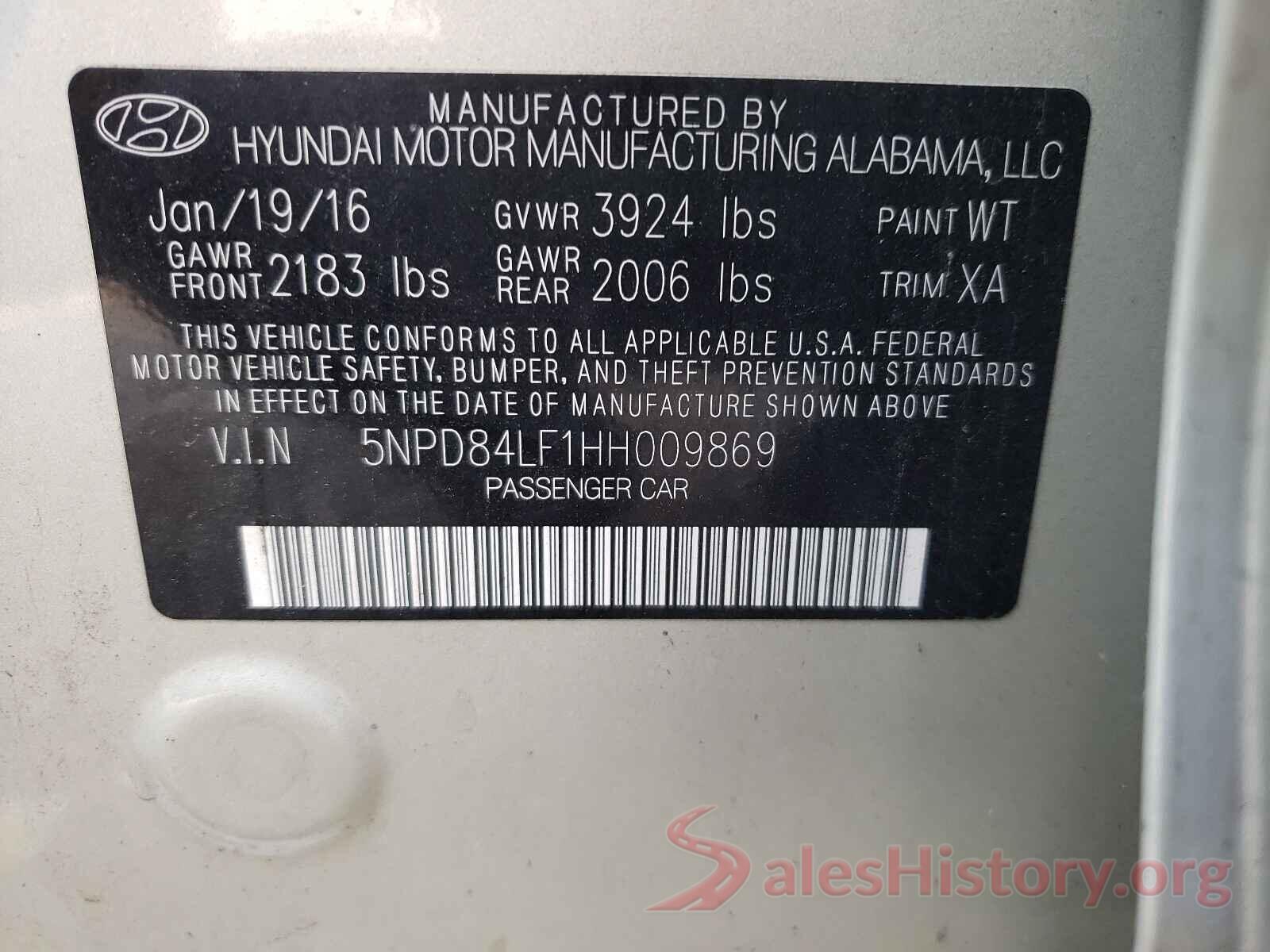 5NPD84LF1HH009869 2017 HYUNDAI ELANTRA