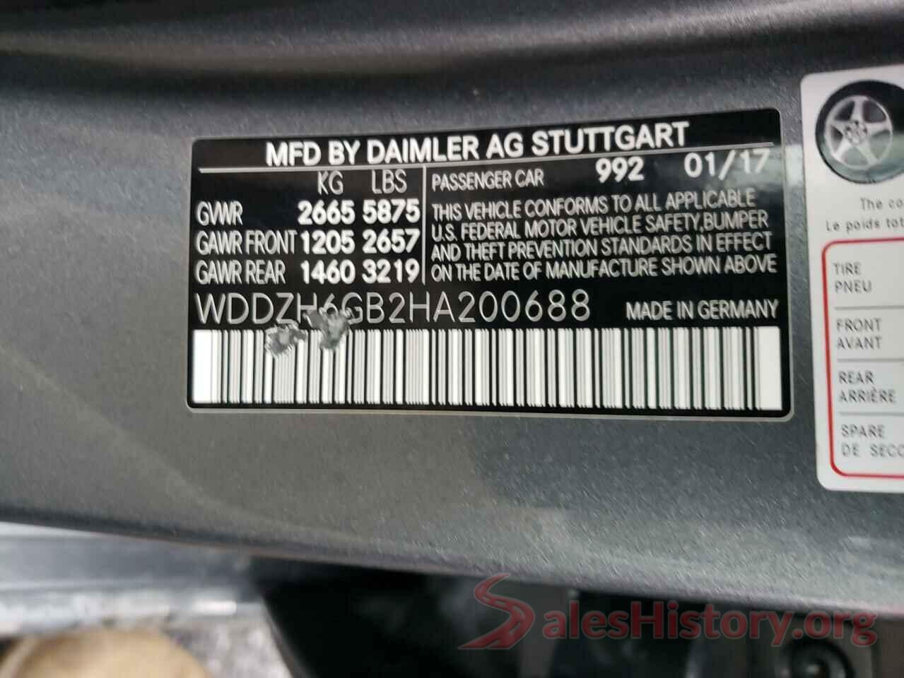 WDDZH6GB2HA200688 2017 MERCEDES-BENZ E-CLASS