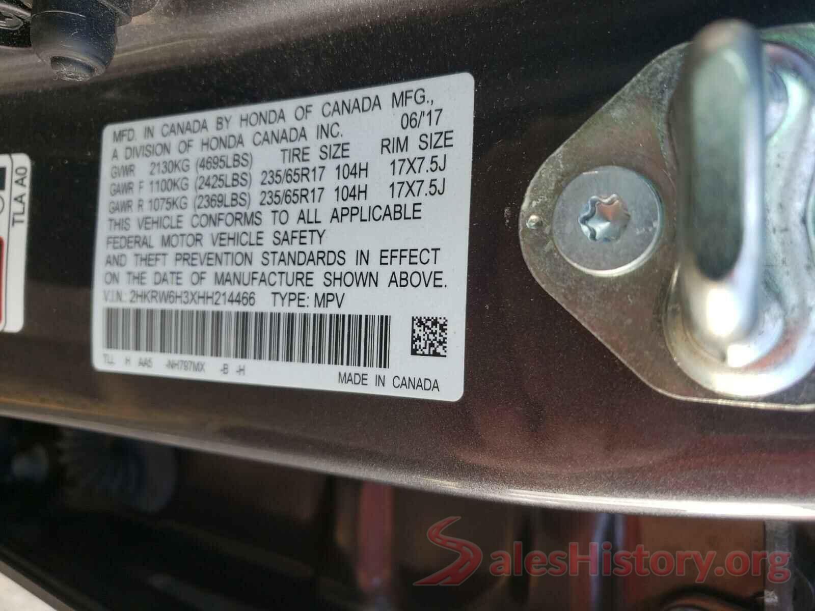 2HKRW6H3XHH214466 2017 HONDA CRV