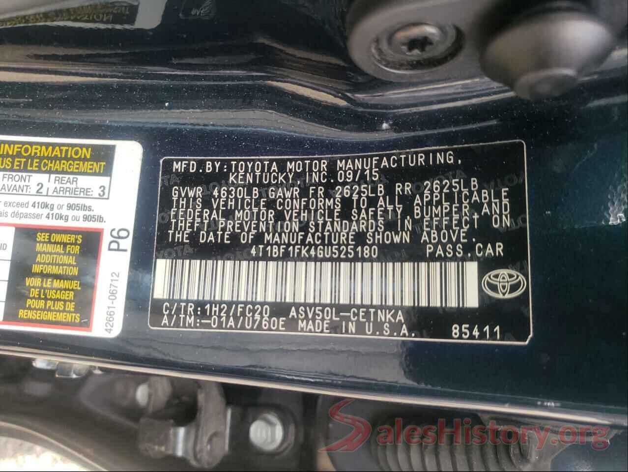 4T1BF1FK4GU525180 2016 TOYOTA CAMRY