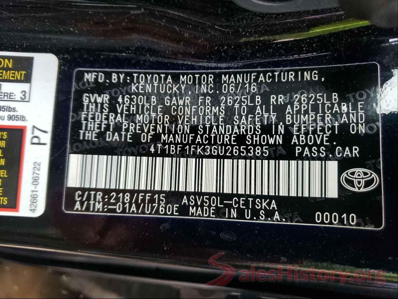 4T1BF1FK3GU265385 2016 TOYOTA CAMRY