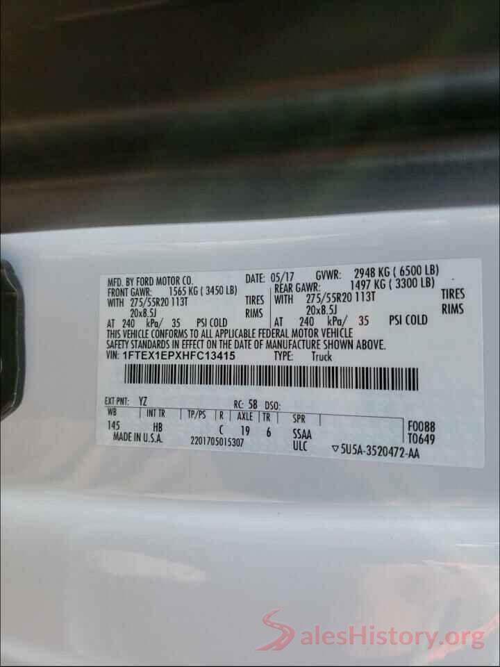 1FTEX1EPXHFC13415 2017 FORD F-150