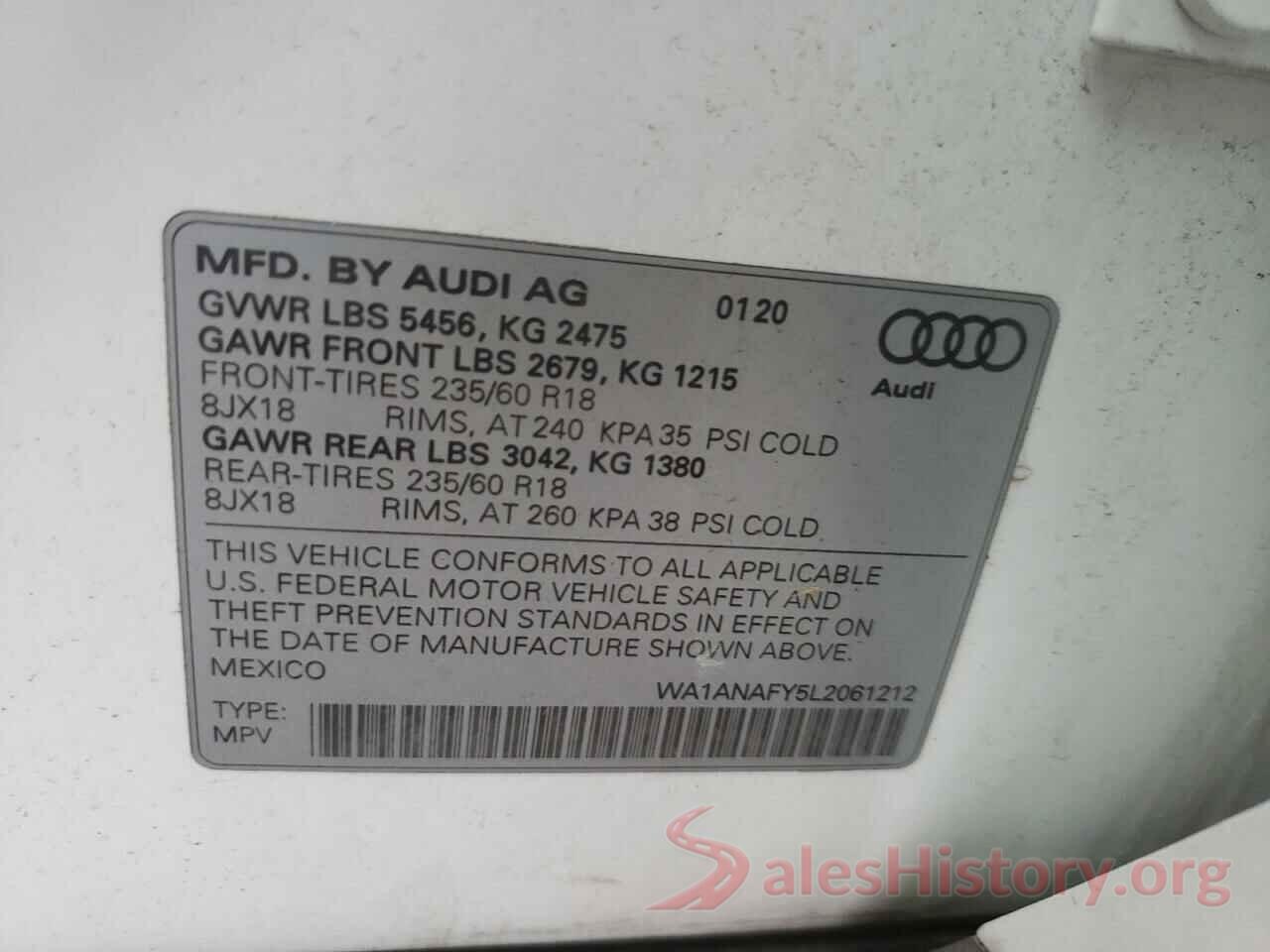 WA1ANAFY5L2061212 2020 AUDI Q5