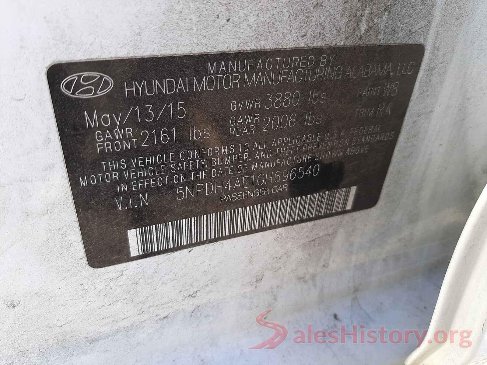 5NPDH4AE1GH696540 2016 HYUNDAI ELANTRA