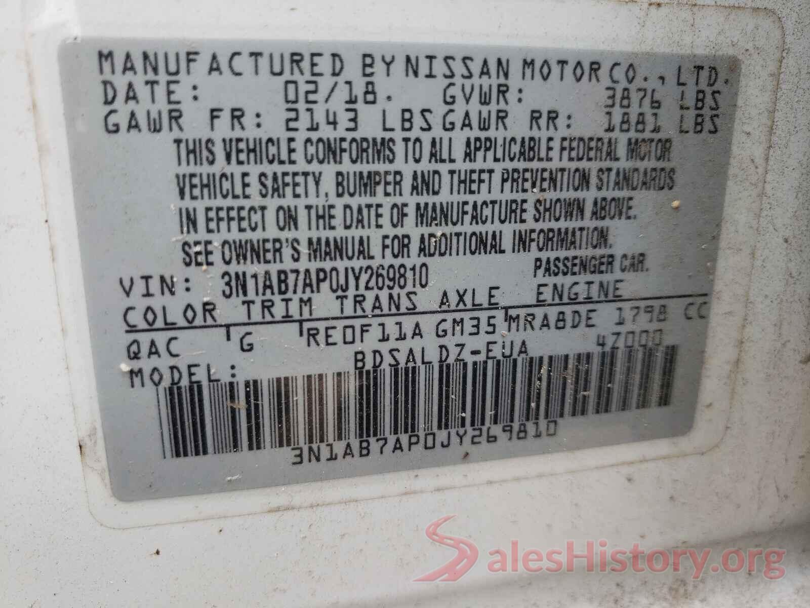 3N1AB7AP0JY269810 2018 NISSAN SENTRA