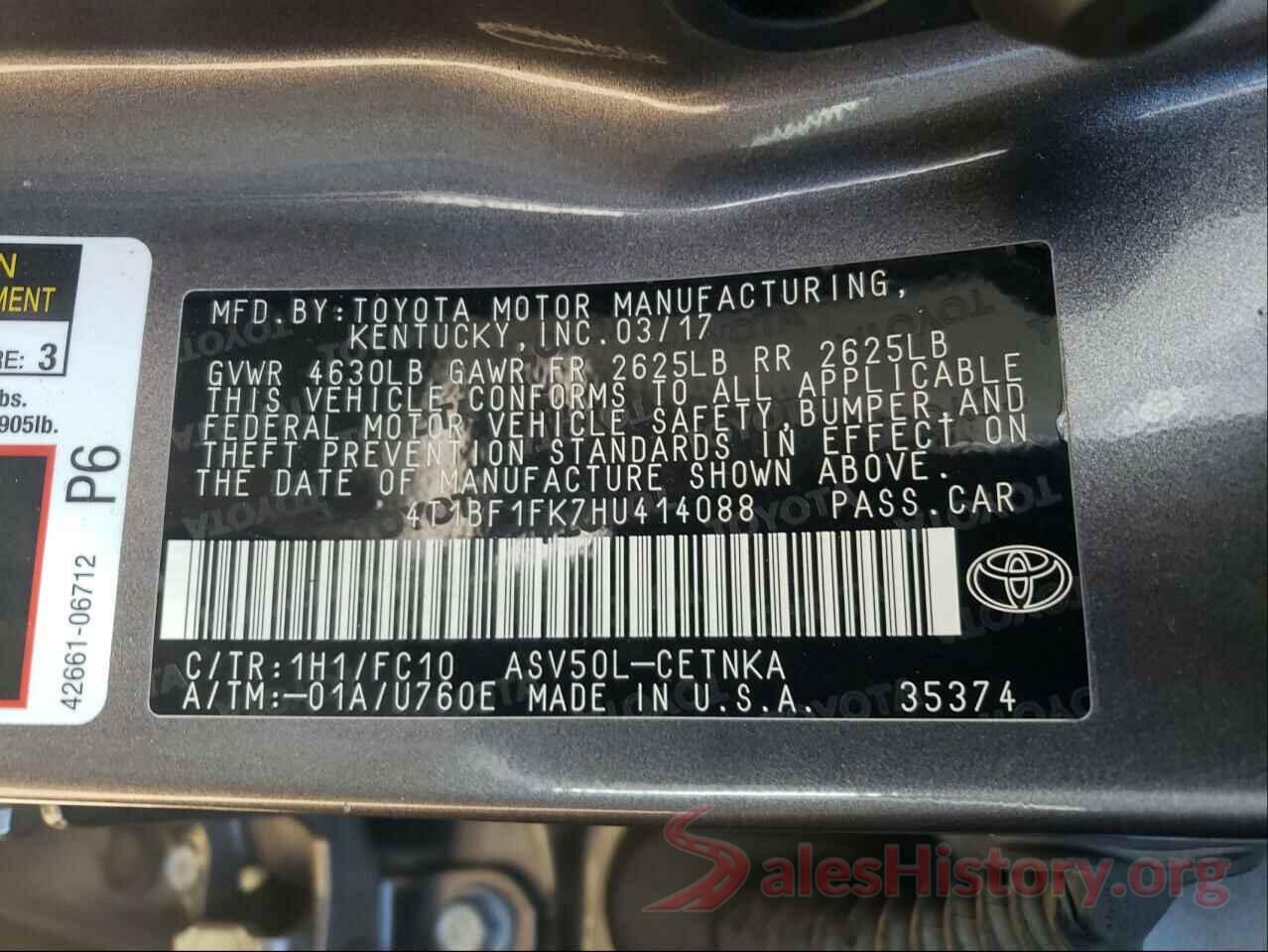 4T1BF1FK7HU414088 2017 TOYOTA CAMRY