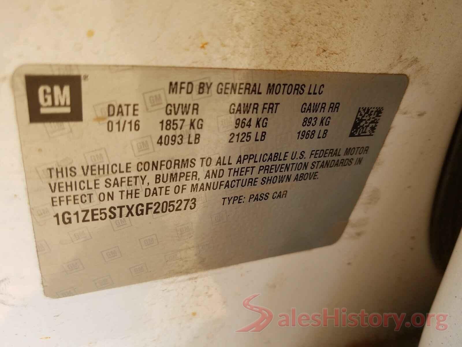 1G1ZE5STXGF205273 2016 CHEVROLET MALIBU