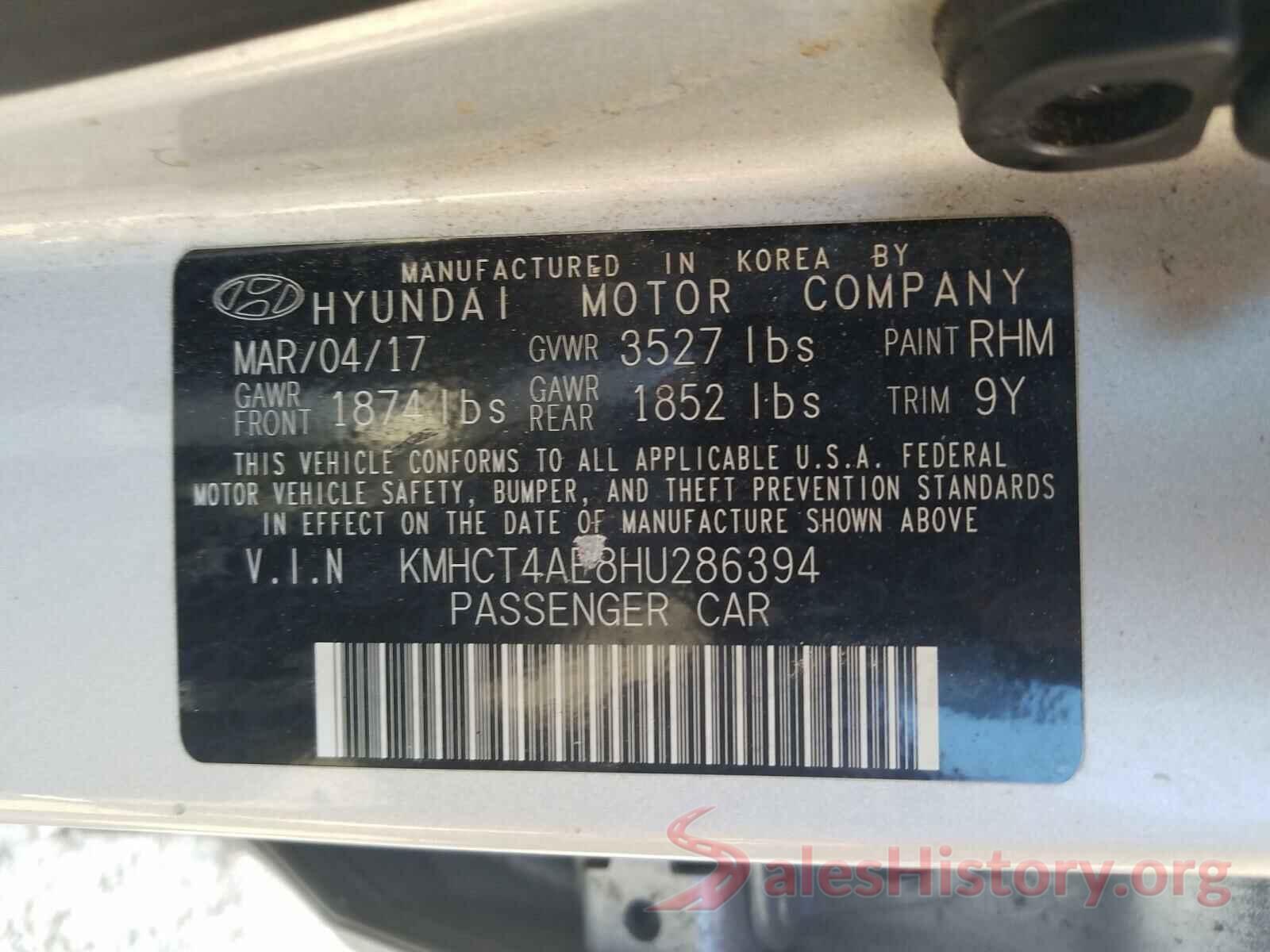 KMHCT4AE8HU286394 2017 HYUNDAI ACCENT