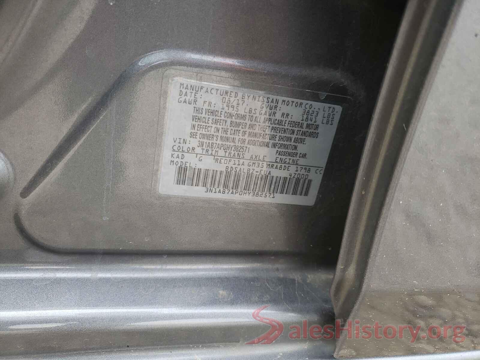 3N1AB7AP0HY382571 2017 NISSAN SENTRA