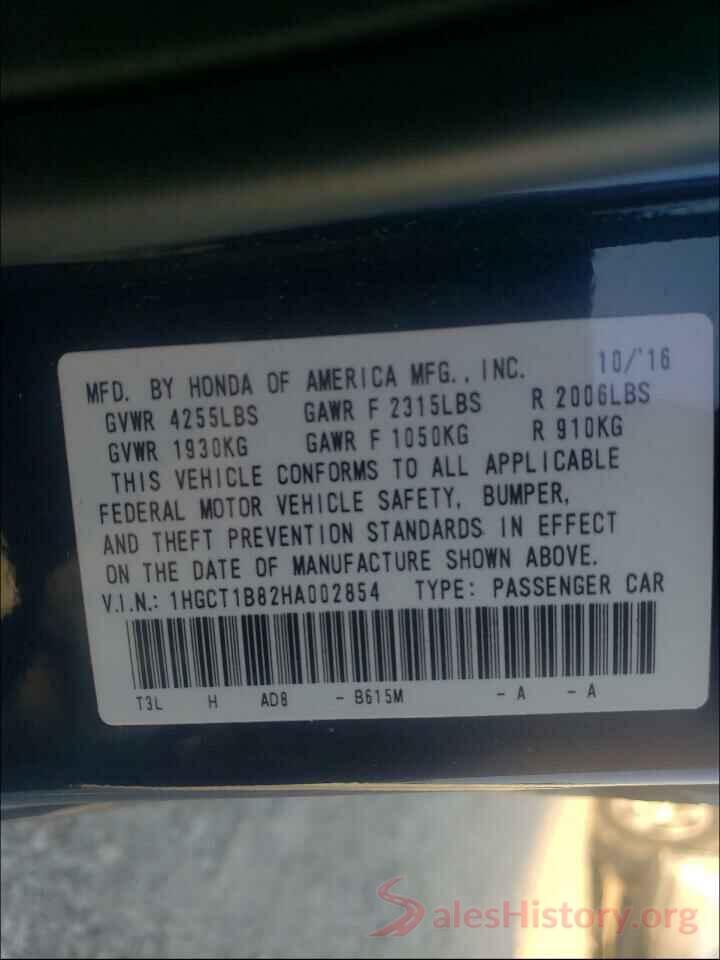 1HGCT1B82HA002854 2017 HONDA ACCORD