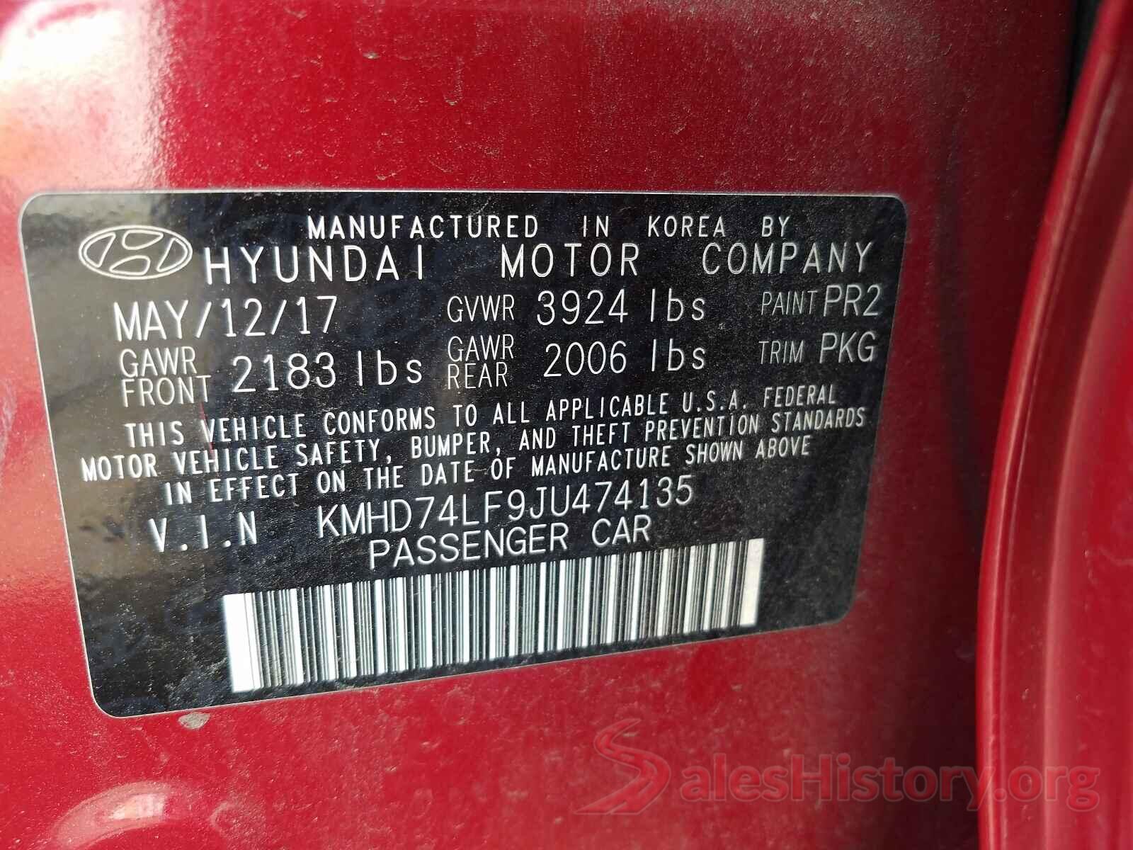 KMHD74LF9JU474135 2018 HYUNDAI ELANTRA