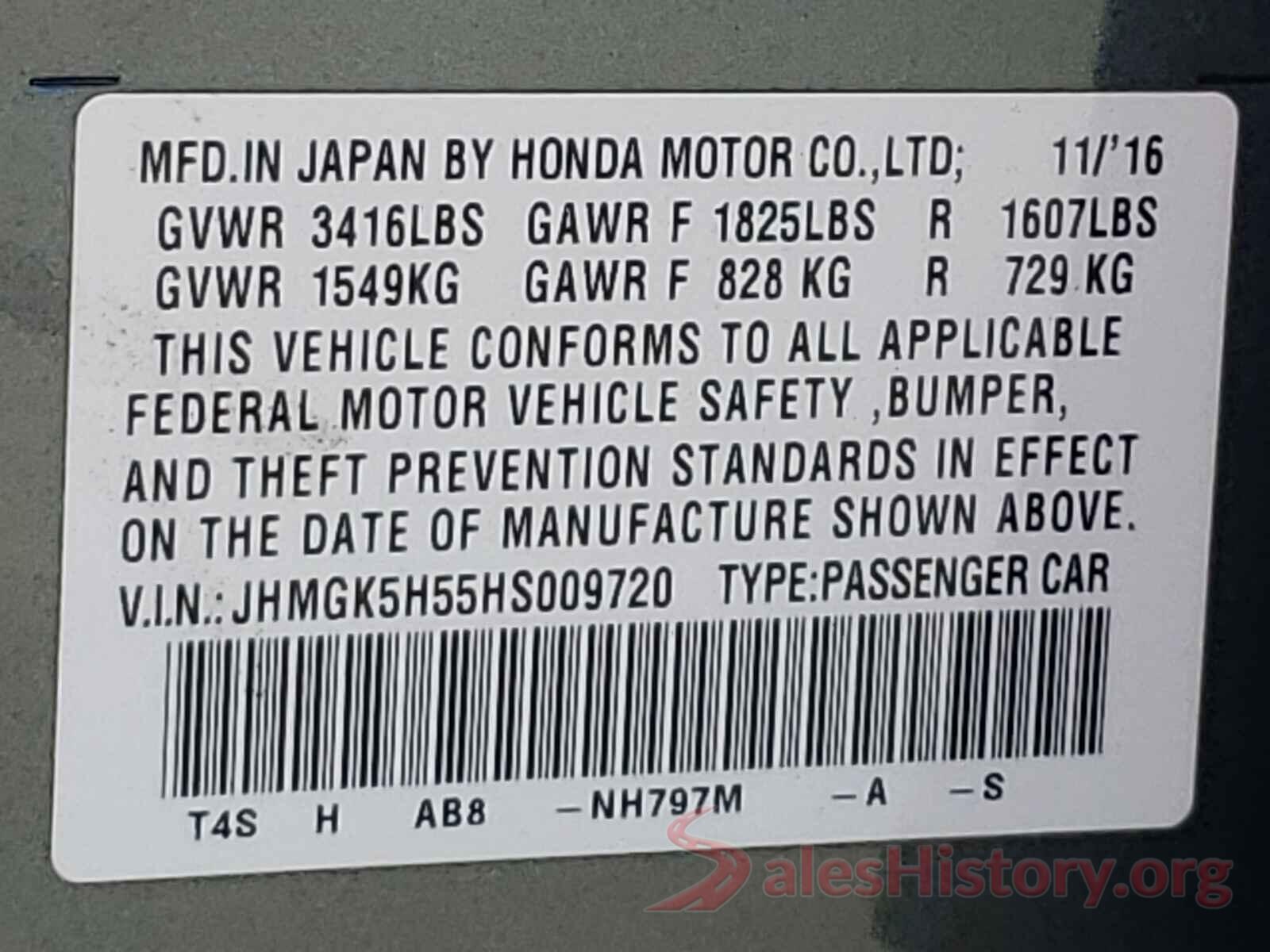 JHMGK5H55HS009720 2017 HONDA FIT