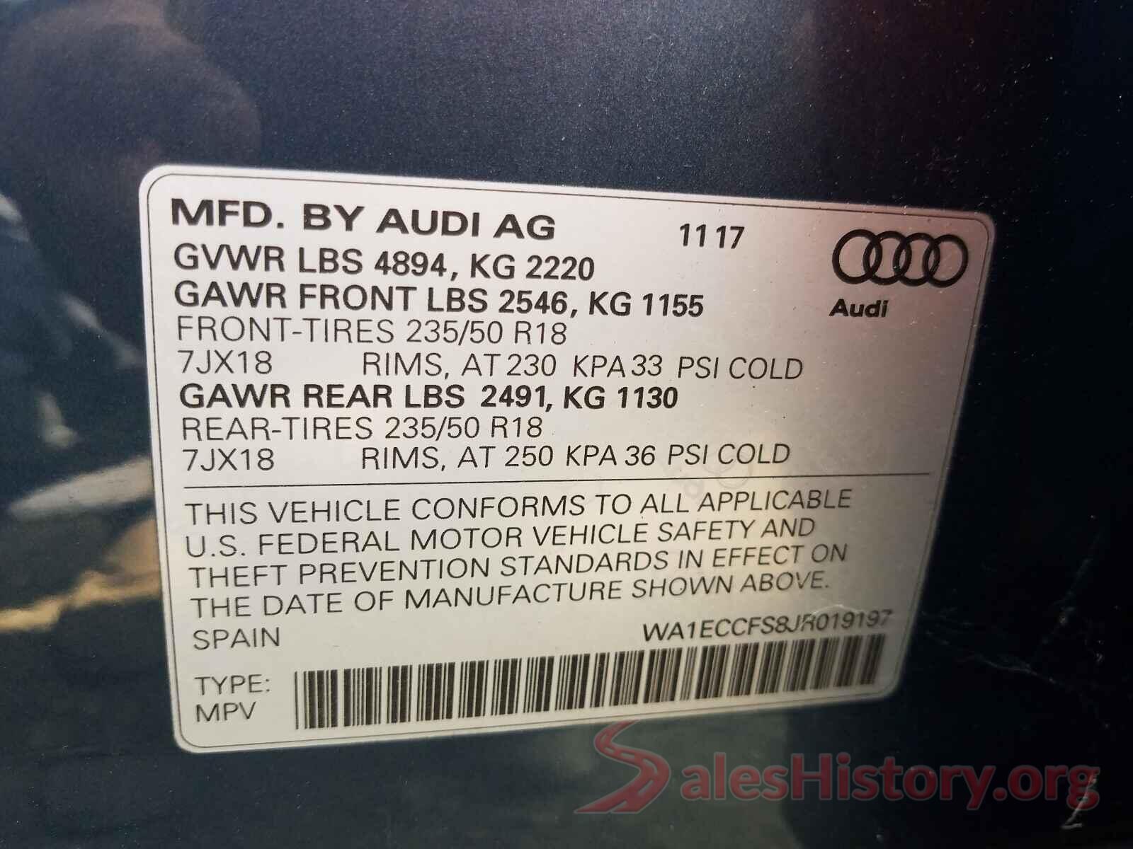 WA1ECCFS8JR019197 2018 AUDI Q3