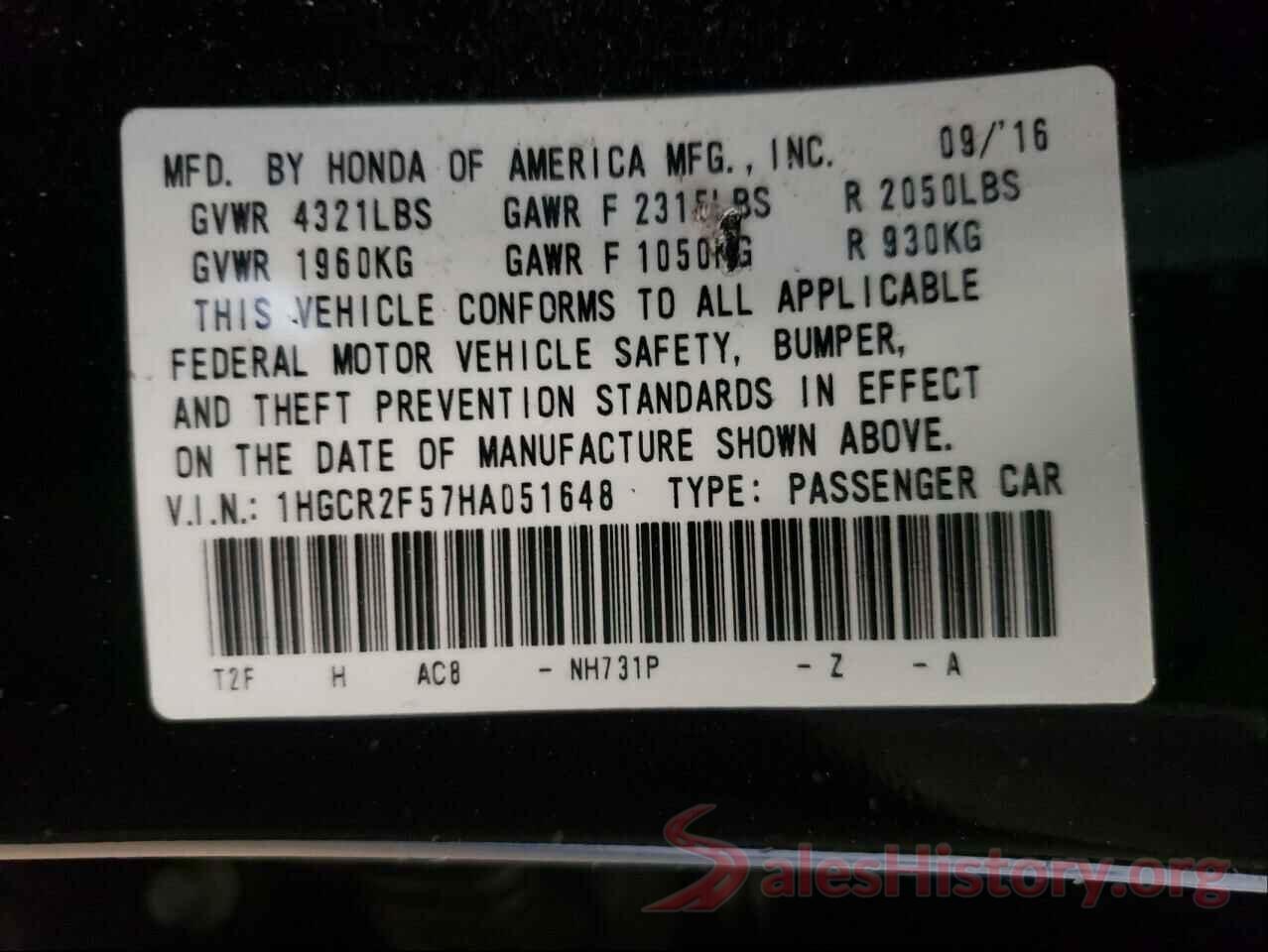 1HGCR2F57HA051648 2017 HONDA ACCORD