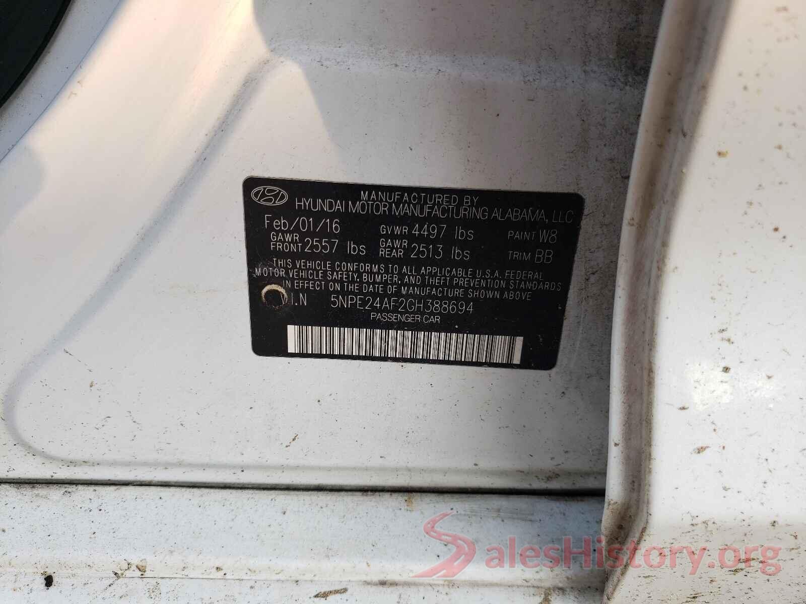 5NPE24AF2GH388694 2016 HYUNDAI SONATA