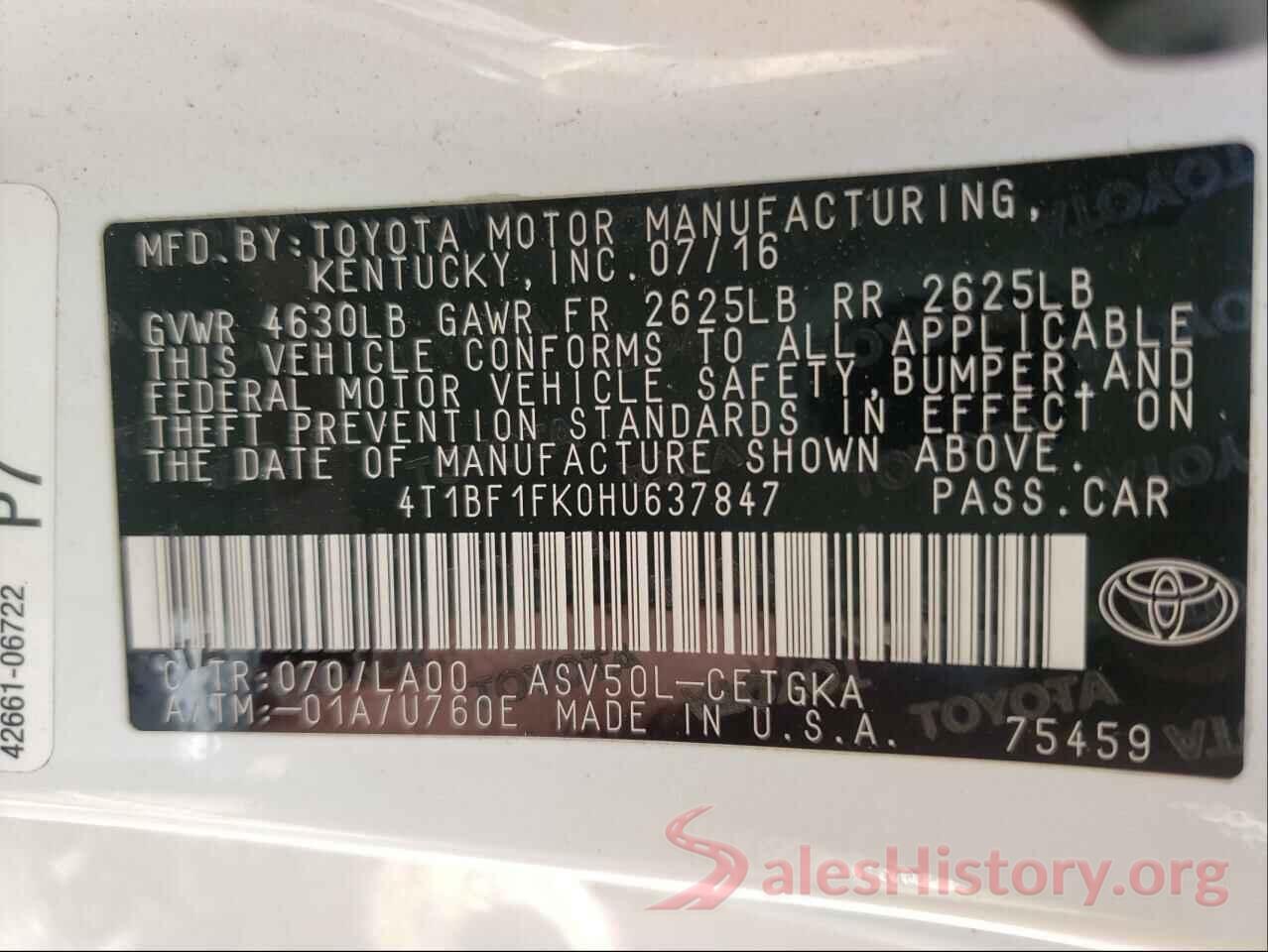 4T1BF1FK0HU637847 2017 TOYOTA CAMRY