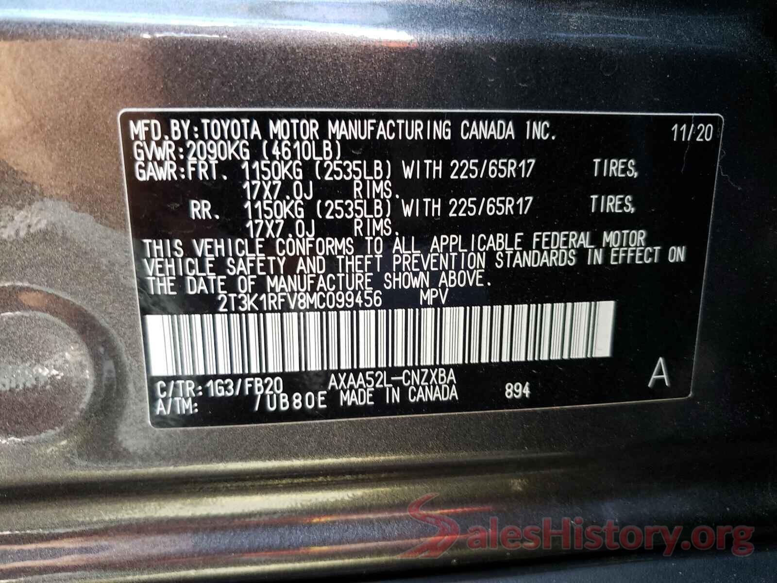 2T3K1RFV8MC099456 2021 TOYOTA RAV4