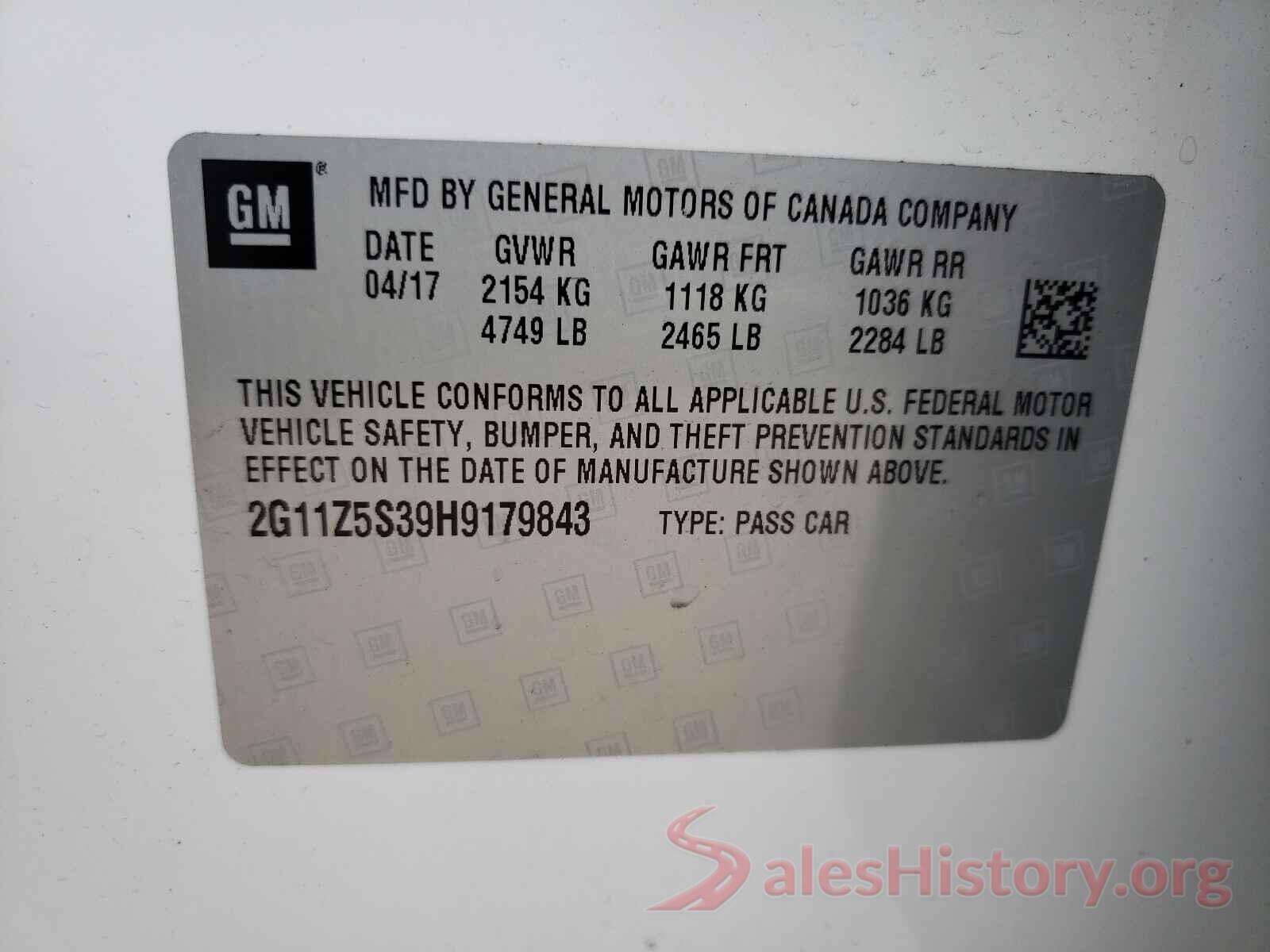 2G11Z5S39H9179843 2017 CHEVROLET IMPALA