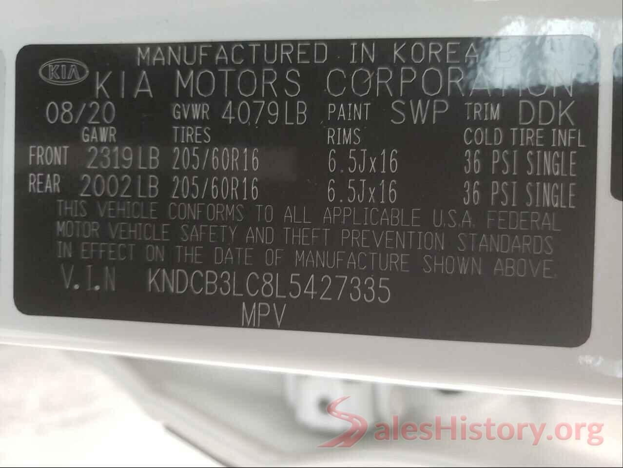 KNDCB3LC8L5427335 2020 KIA NIRO