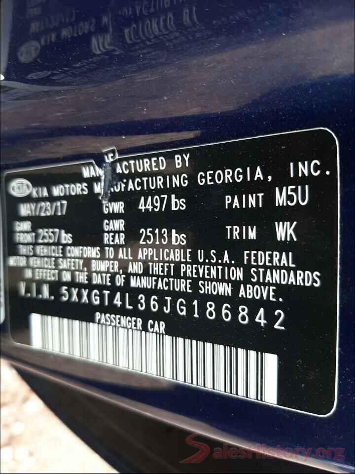 5XXGT4L36JG186842 2018 KIA OPTIMA