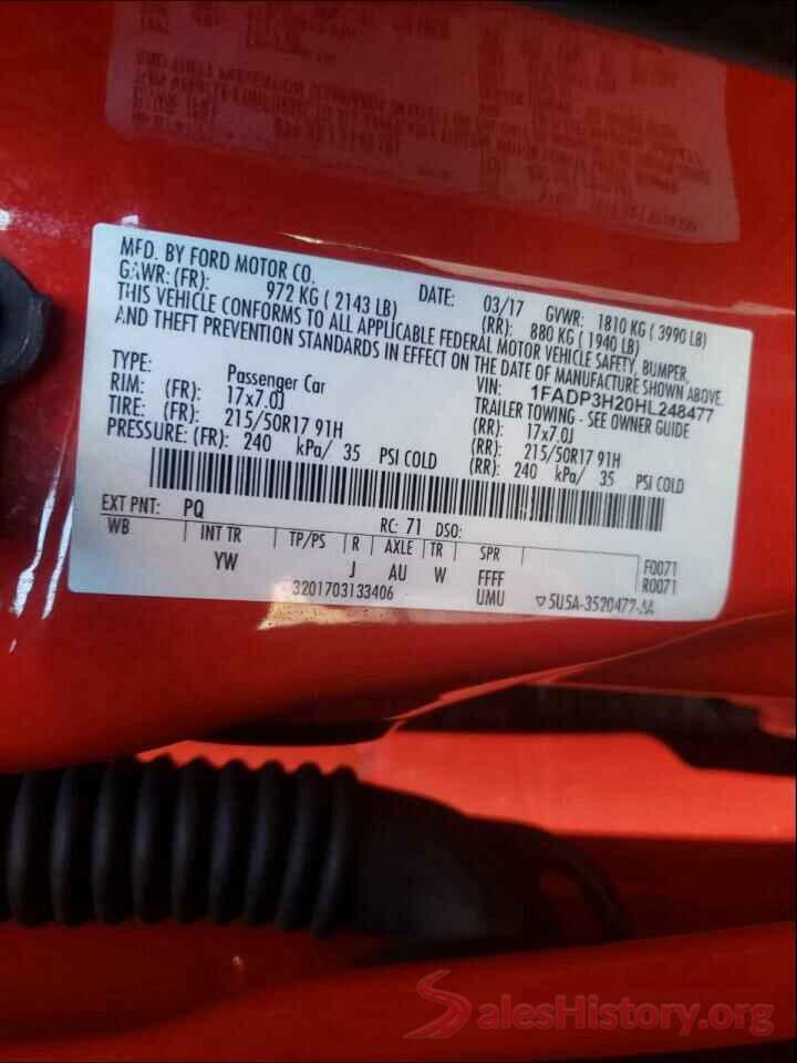 1FADP3H20HL248477 2017 FORD FOCUS