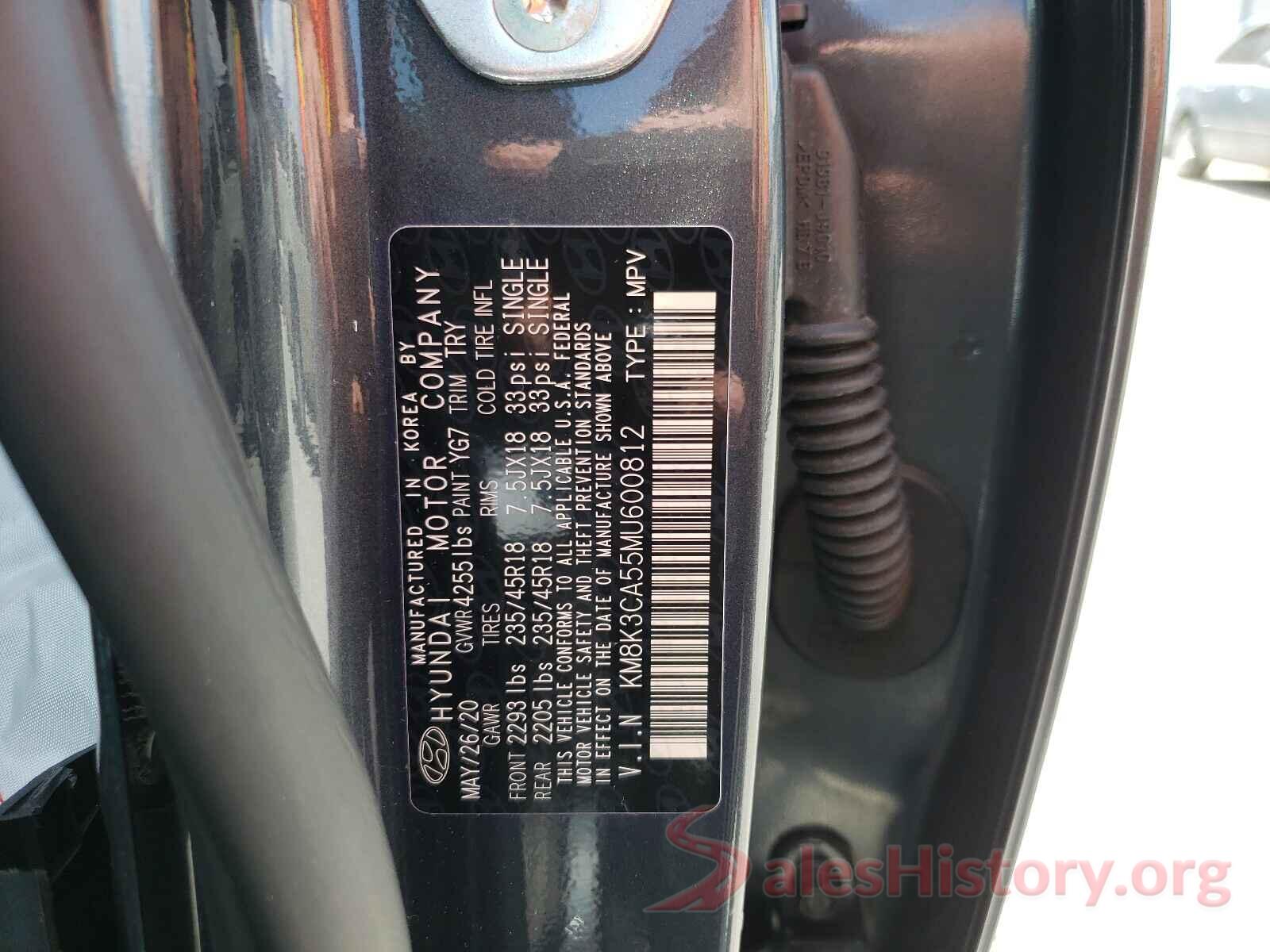 KM8K3CA55MU600812 2021 HYUNDAI KONA