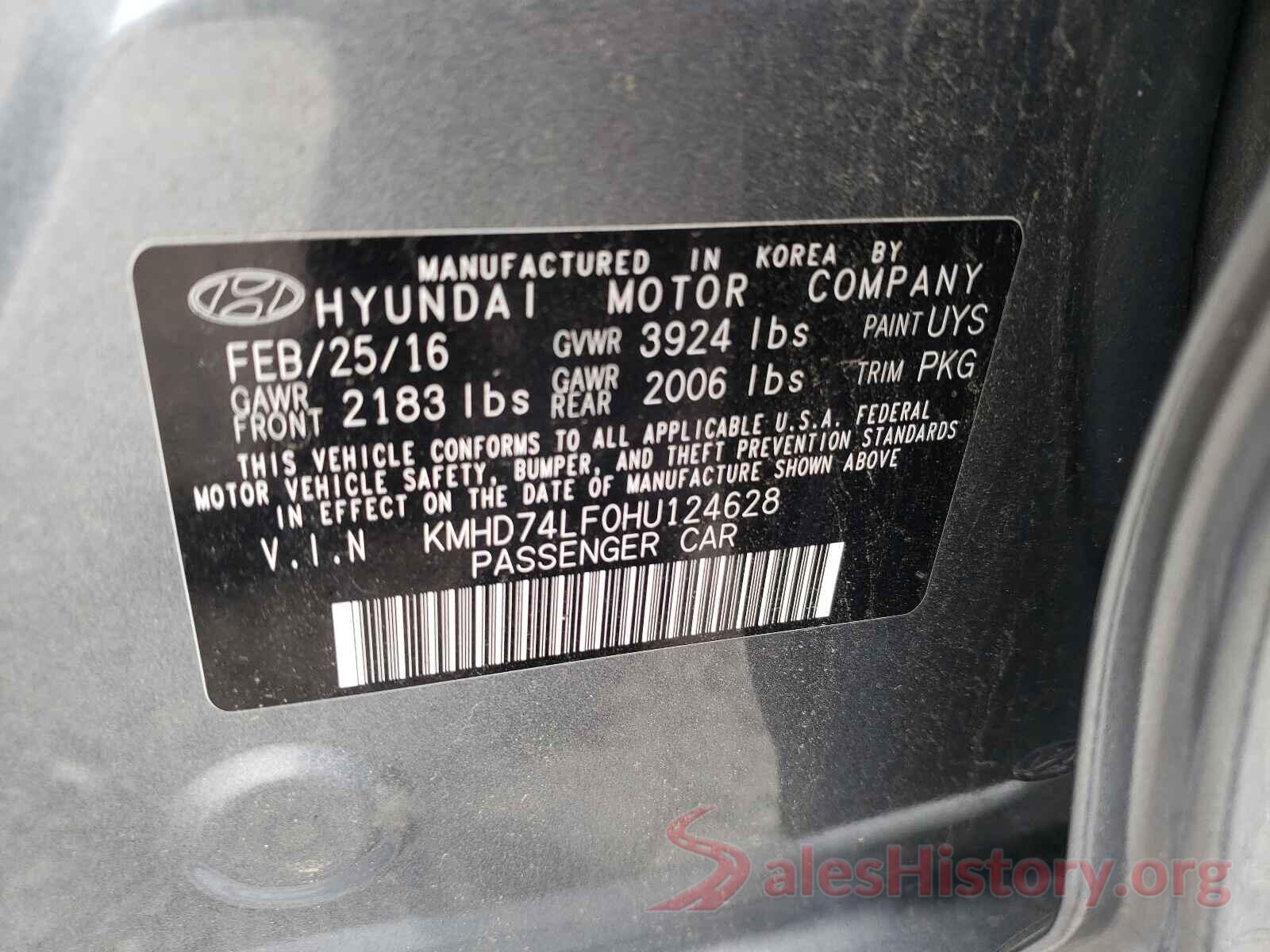 KMHD74LF0HU124628 2017 HYUNDAI ELANTRA