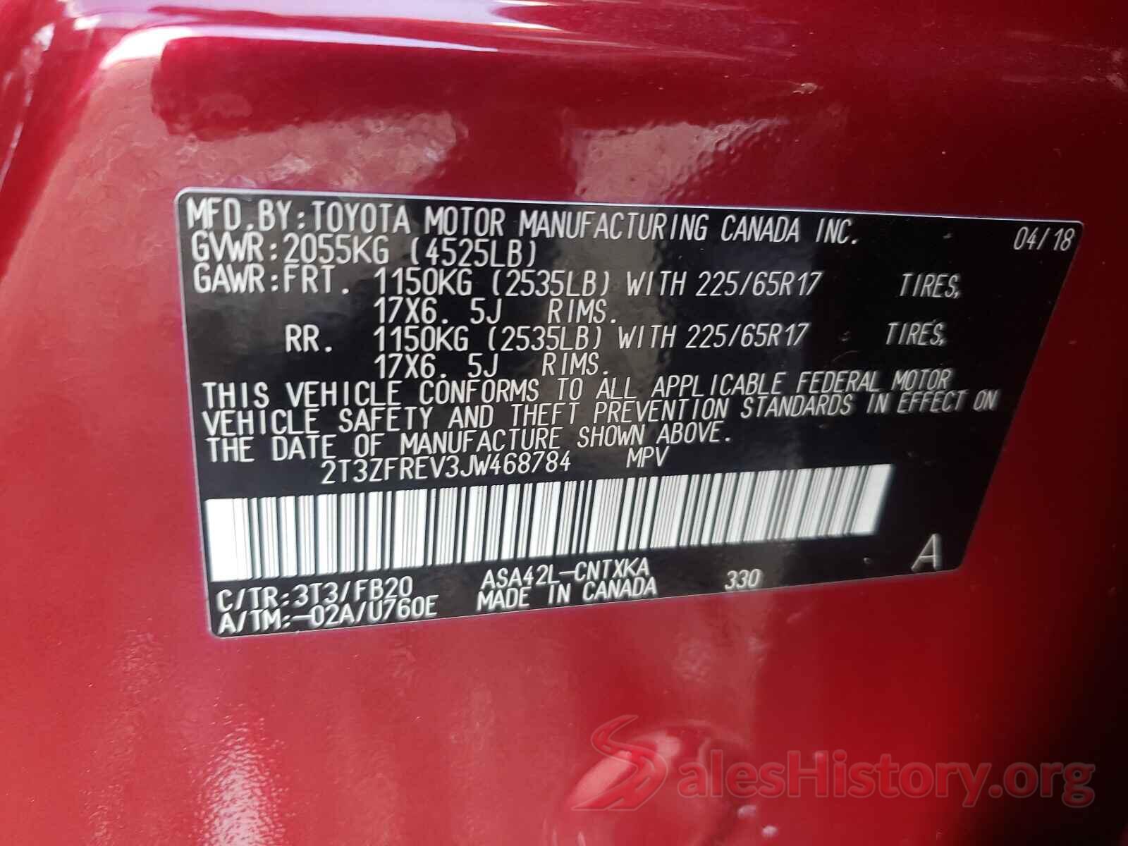 2T3ZFREV3JW468784 2018 TOYOTA RAV4