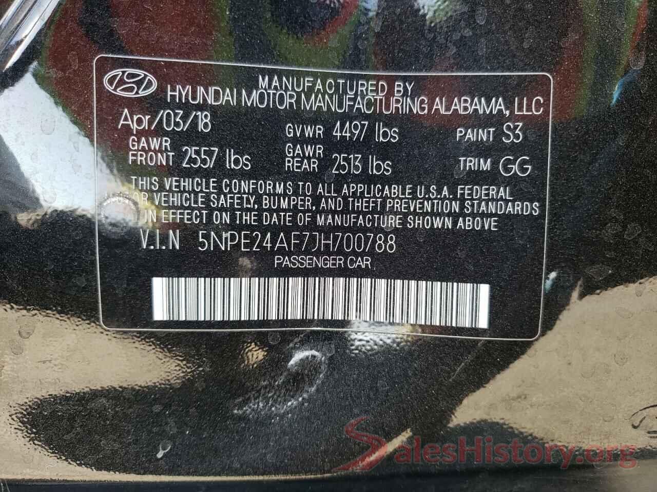 5NPE24AF7JH700788 2018 HYUNDAI SONATA