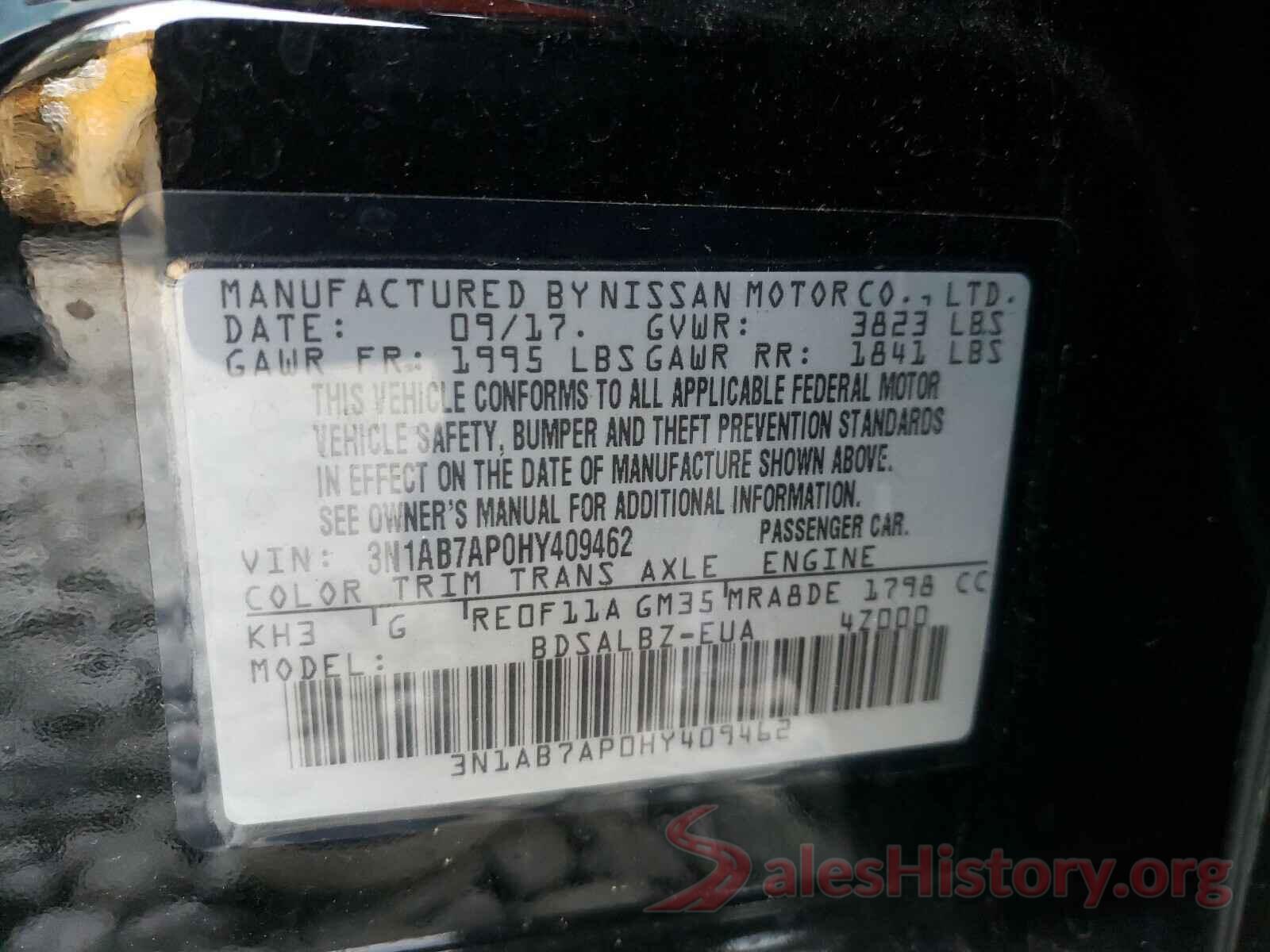 3N1AB7AP0HY409462 2017 NISSAN SENTRA