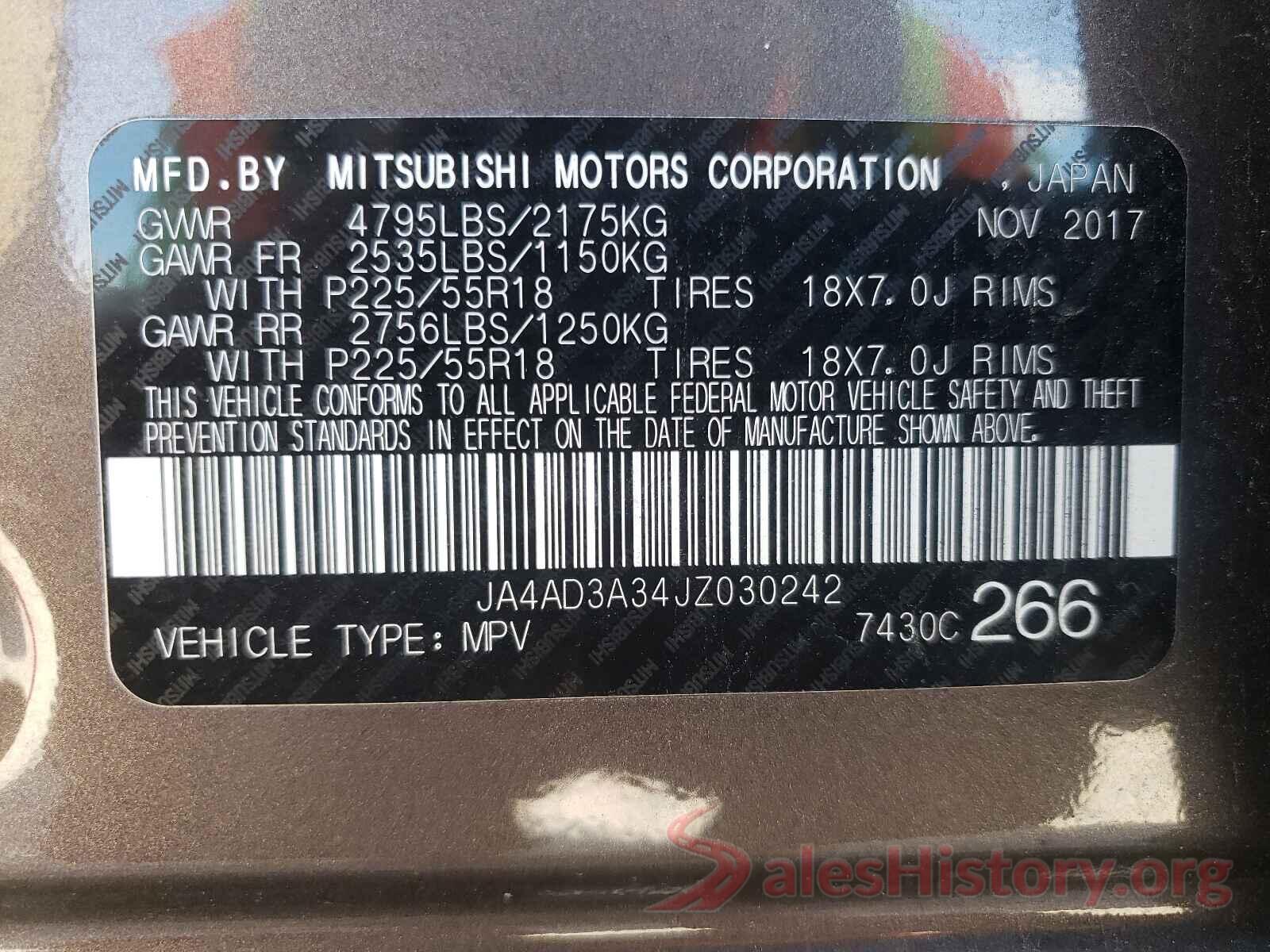 JA4AD3A34JZ030242 2018 MITSUBISHI OUTLANDER