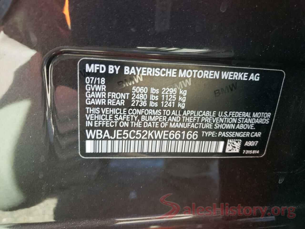 WBAJE5C52KWE66166 2019 BMW 5 SERIES