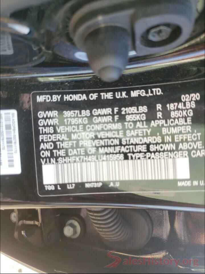 SHHFK7H49LU415956 2020 HONDA CIVIC