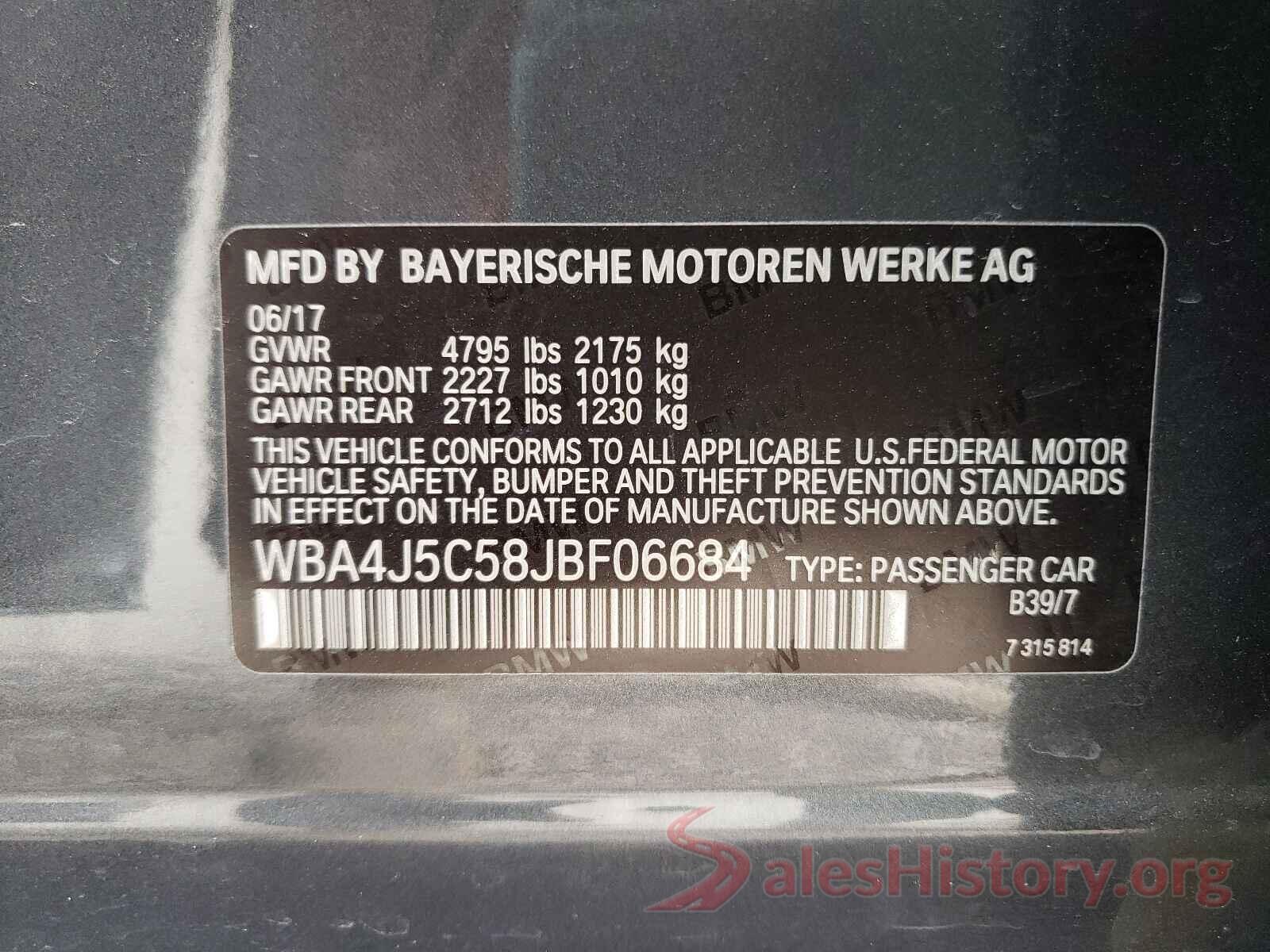 WBA4J5C58JBF06684 2018 BMW 4 SERIES